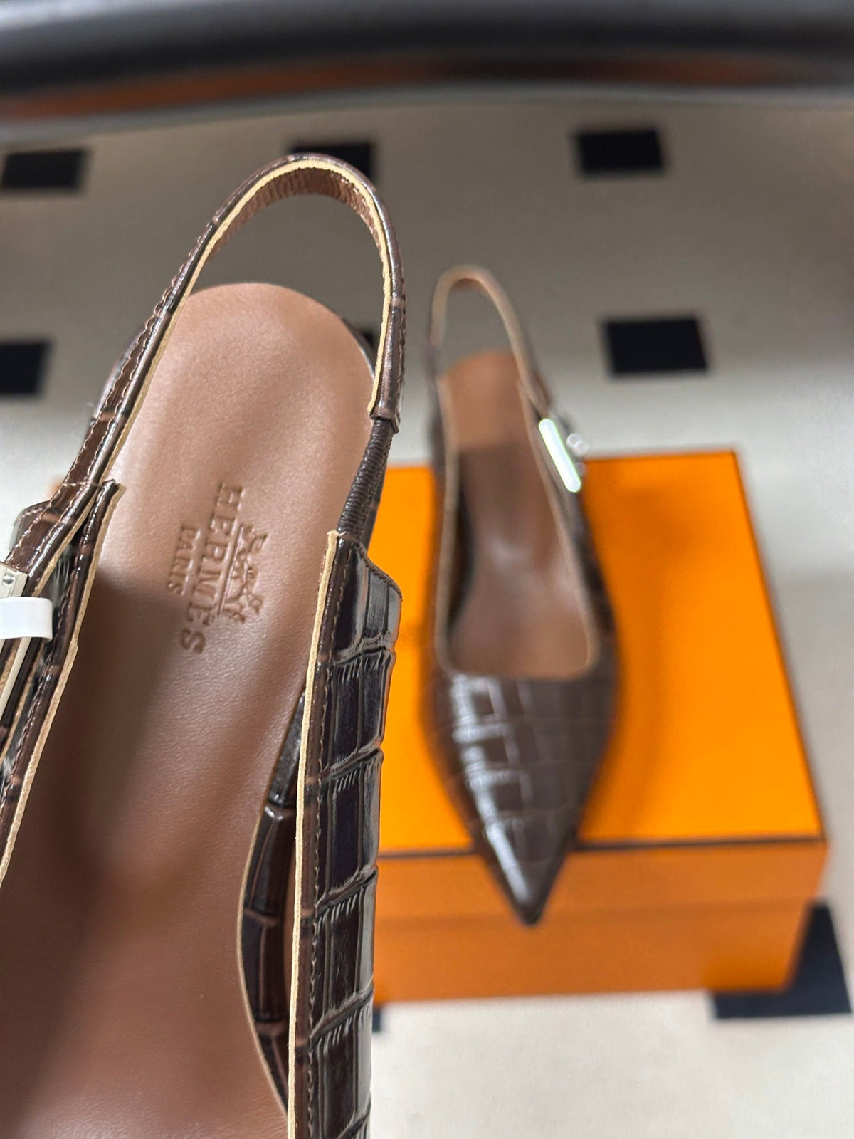 HM 26s Lover Slingbacks 4cm Brown Croc 150537