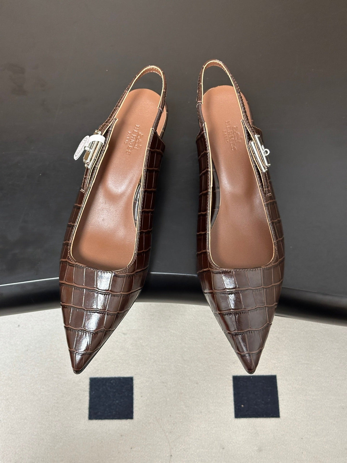HM 26s Lover Slingbacks 4cm Brown Croc 150537