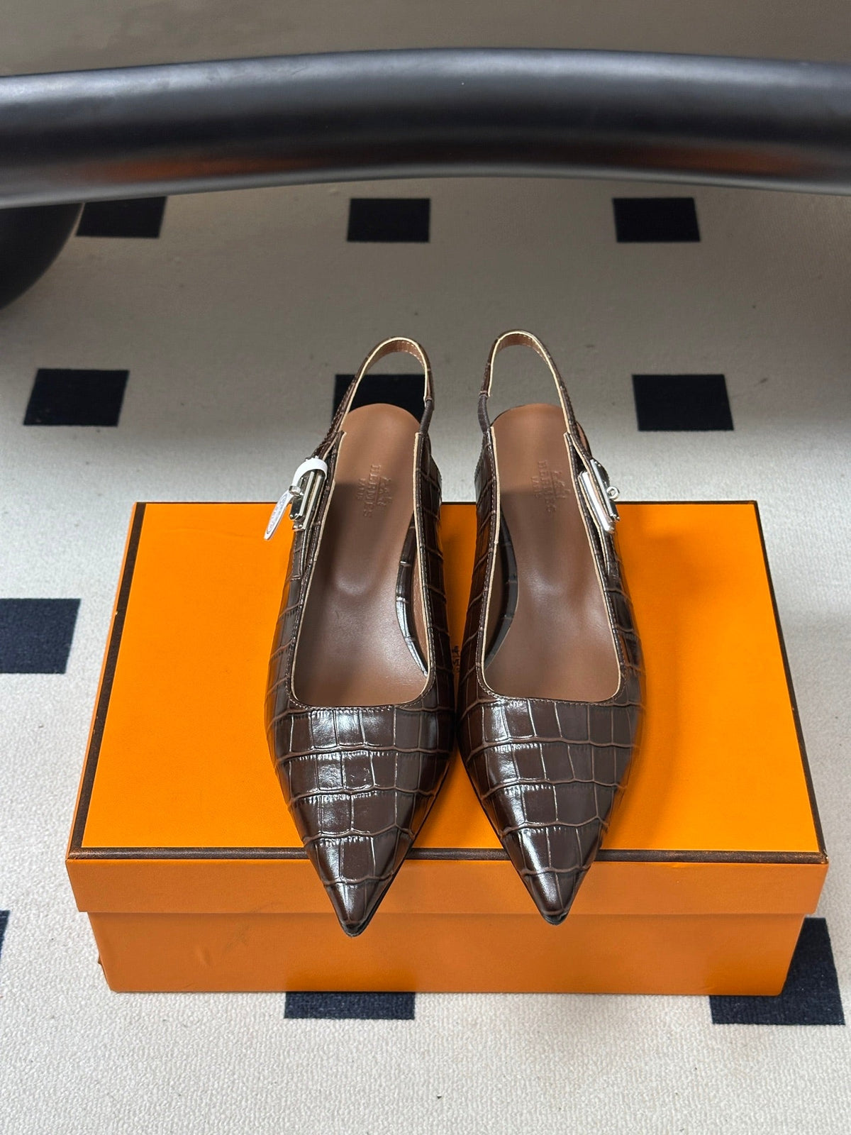HM 26s Lover Slingbacks 4cm Brown Croc 150537