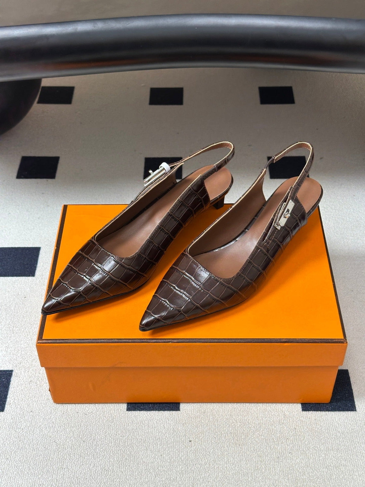 HM 26s Lover Slingbacks 4cm Brown Croc 150537