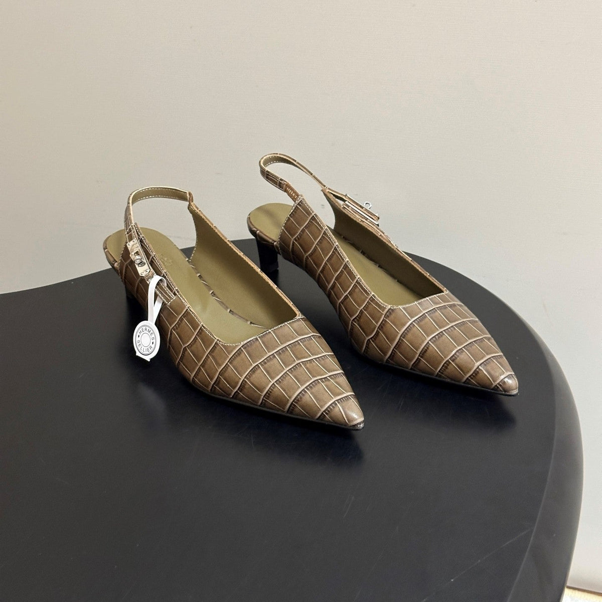 HM 26s Lover Slingbacks 4cm Khaki Croc 150538