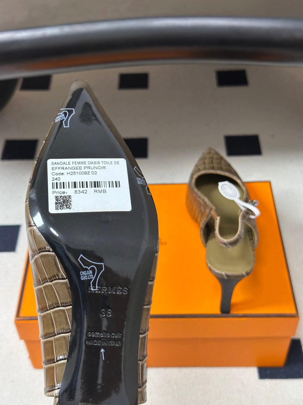 HM 26s Lover Slingbacks 8cm Khaki Croc 150727