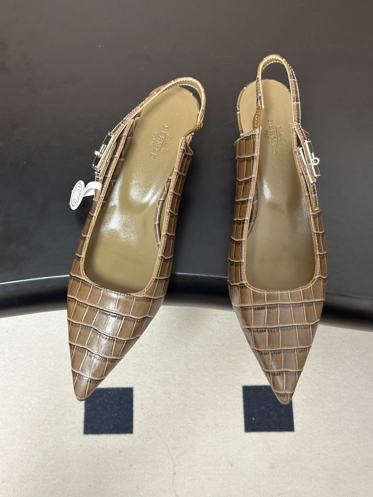 HM 26s Lover Slingbacks 4cm Khaki Croc 150538