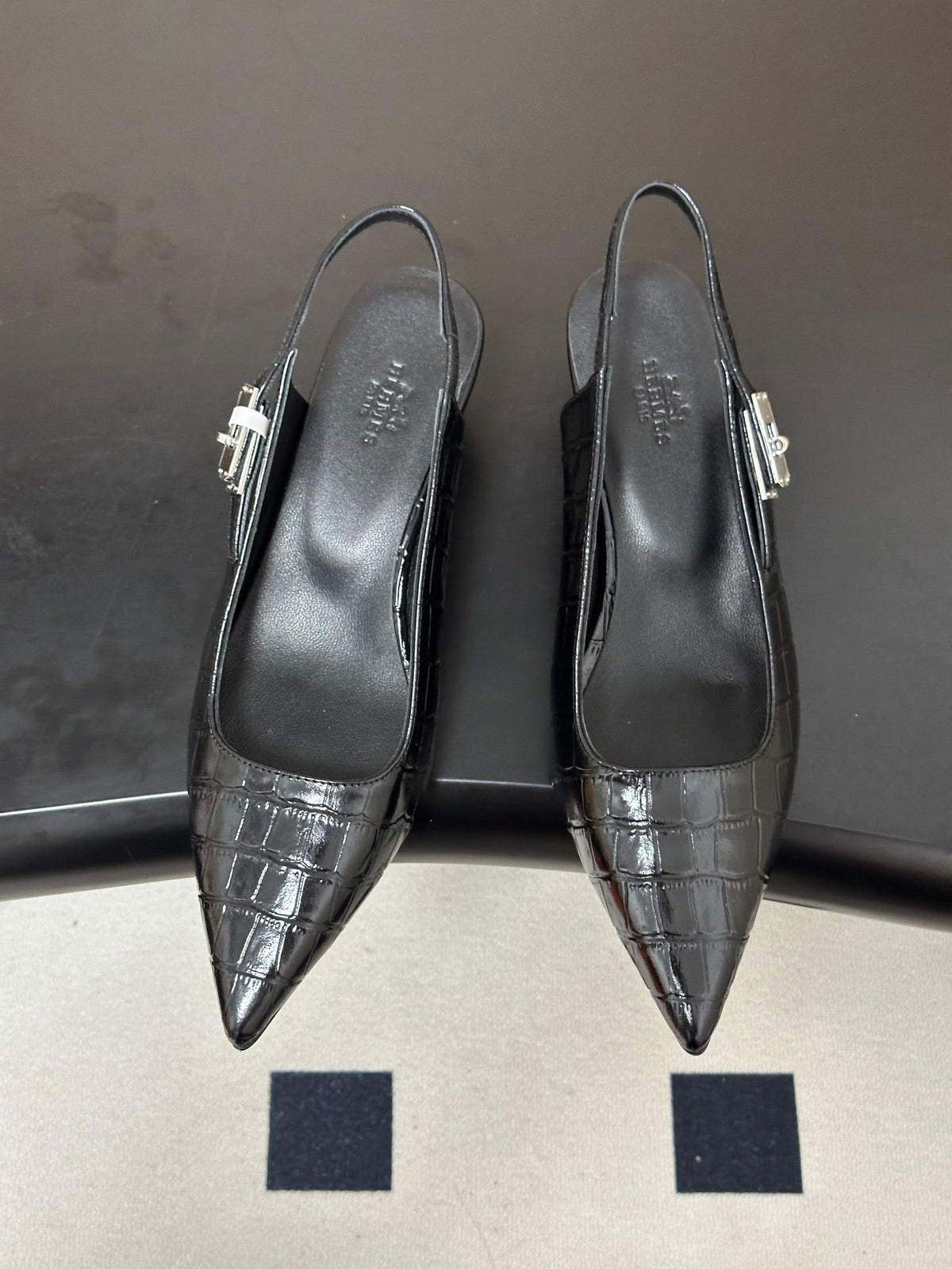 HM 26s Lover Slingbacks 4cm Black Croc 150539