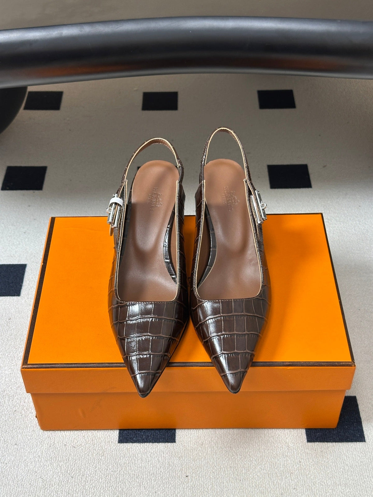 HM 26s Lover Slingbacks 8cm Brown Croc 150540