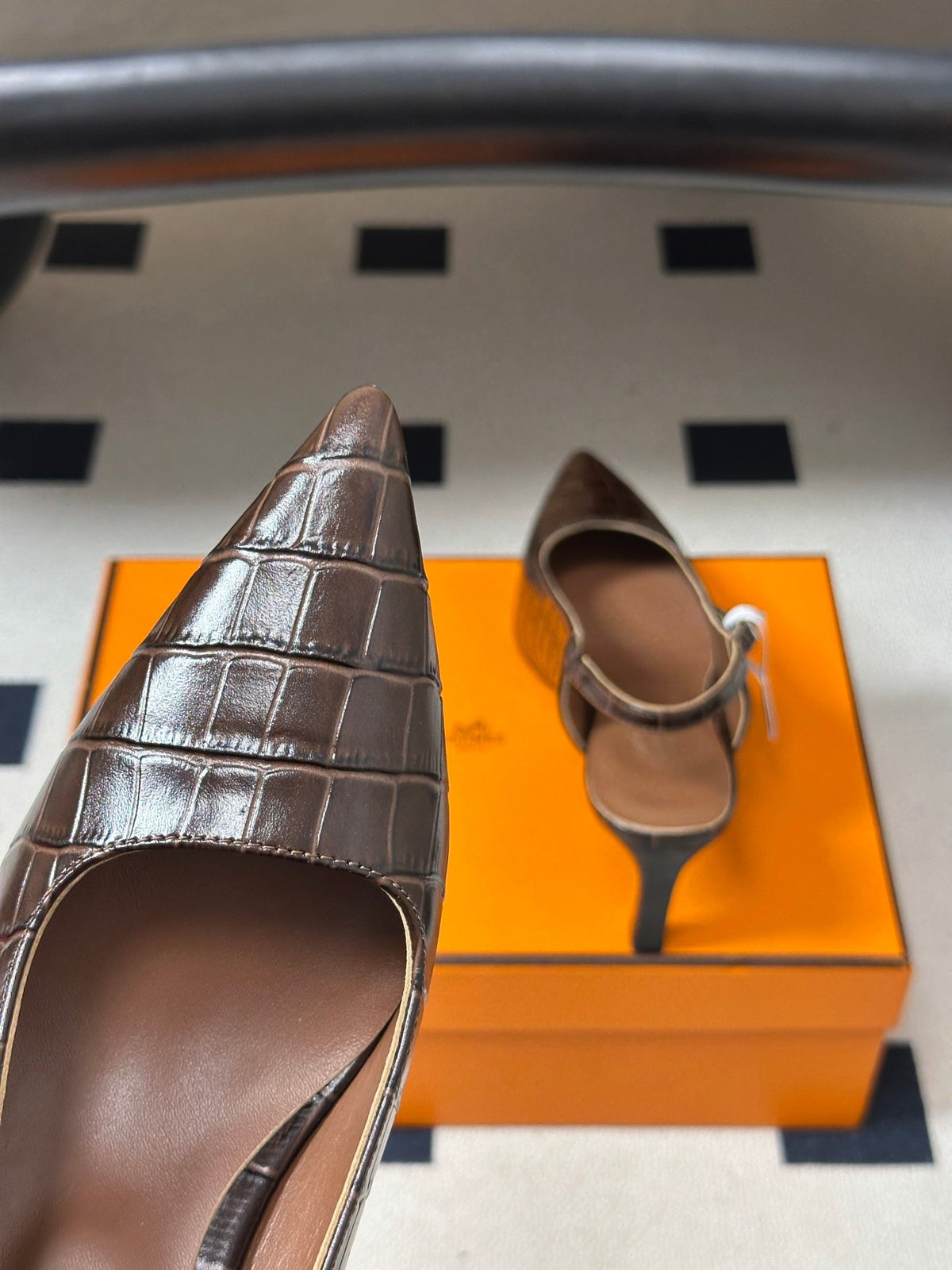 HM 26s Lover Slingbacks 8cm Brown Croc 150540