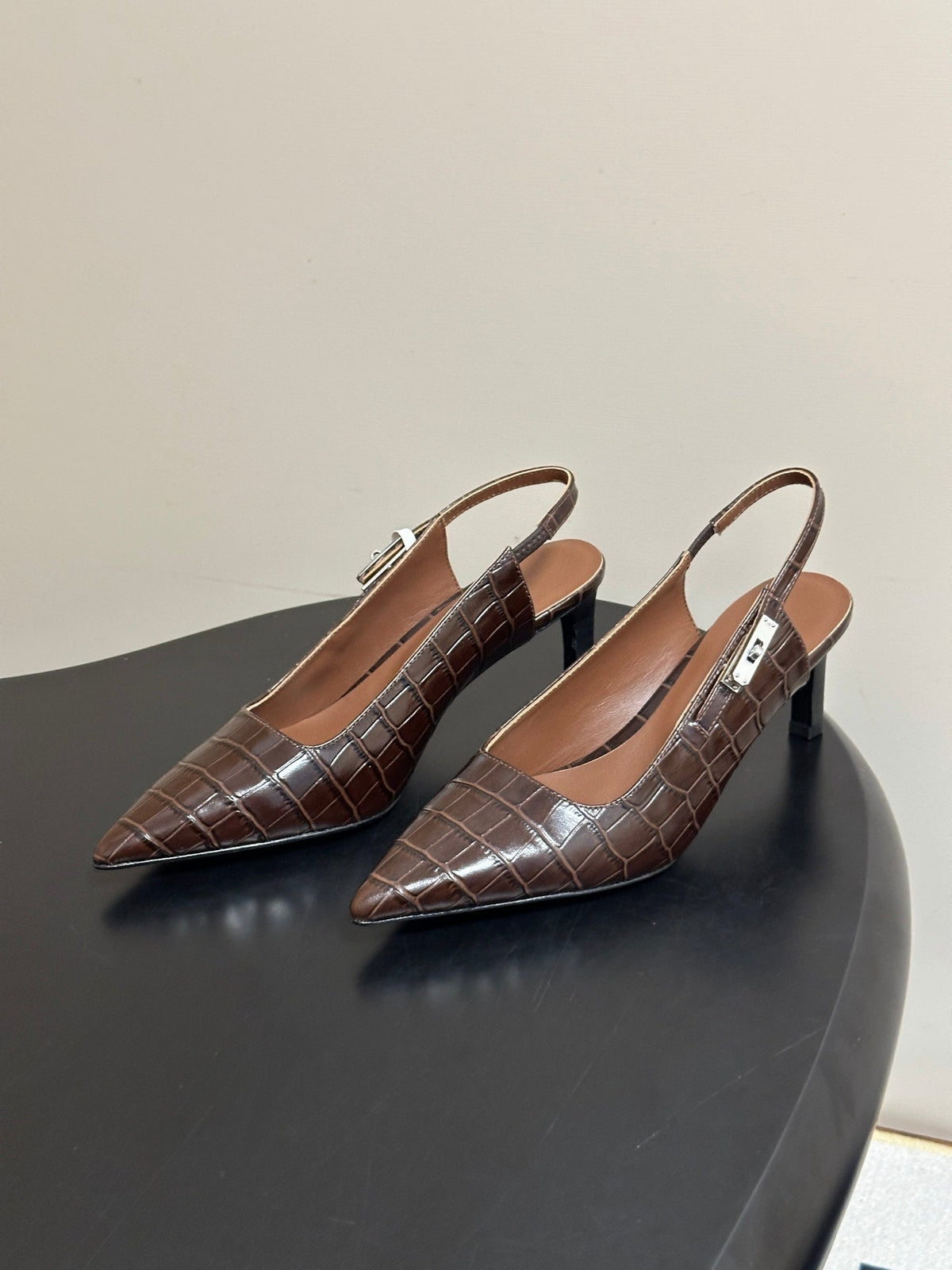 HM 26s Lover Slingbacks 8cm Brown Croc 150540
