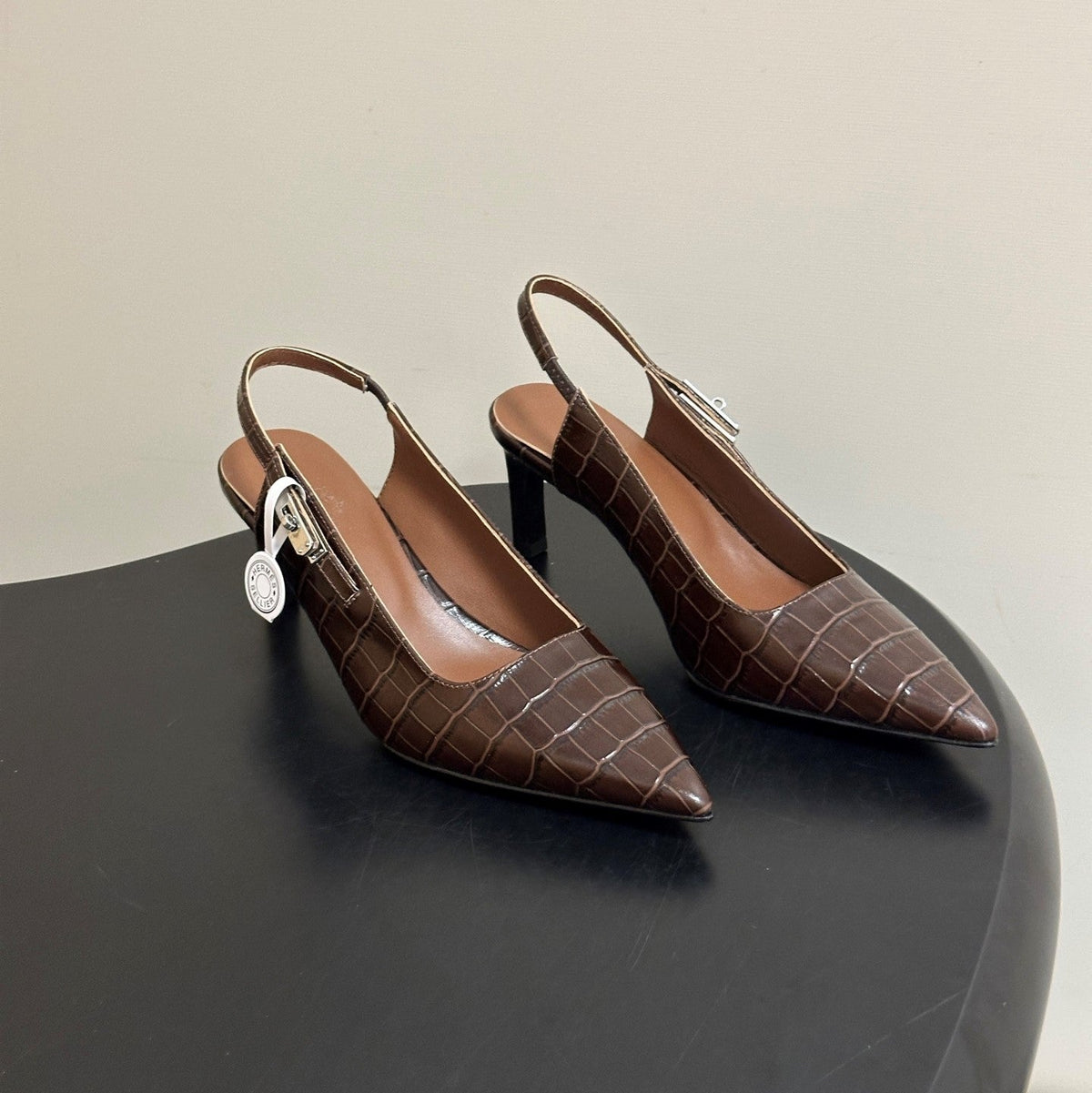 HM 26s Lover Slingbacks 8cm Brown Croc 150540