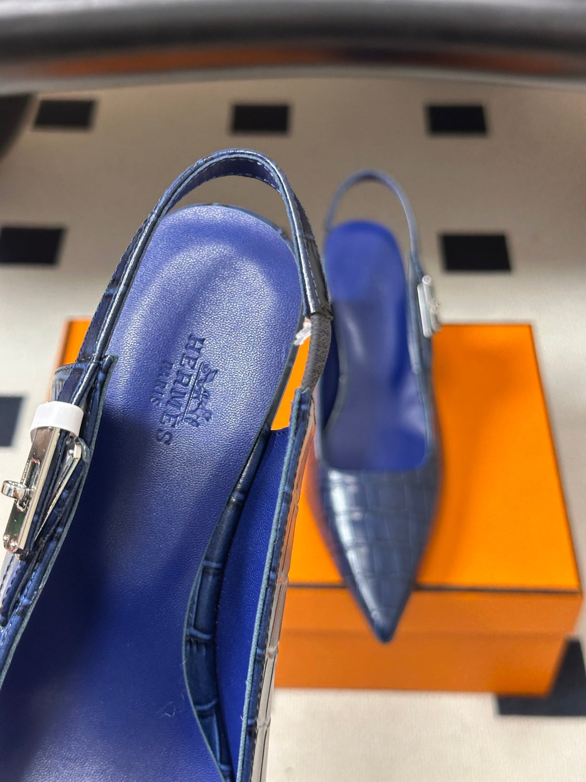 HM 26s Lover Slingbacks 8cm Blue Croc 150541