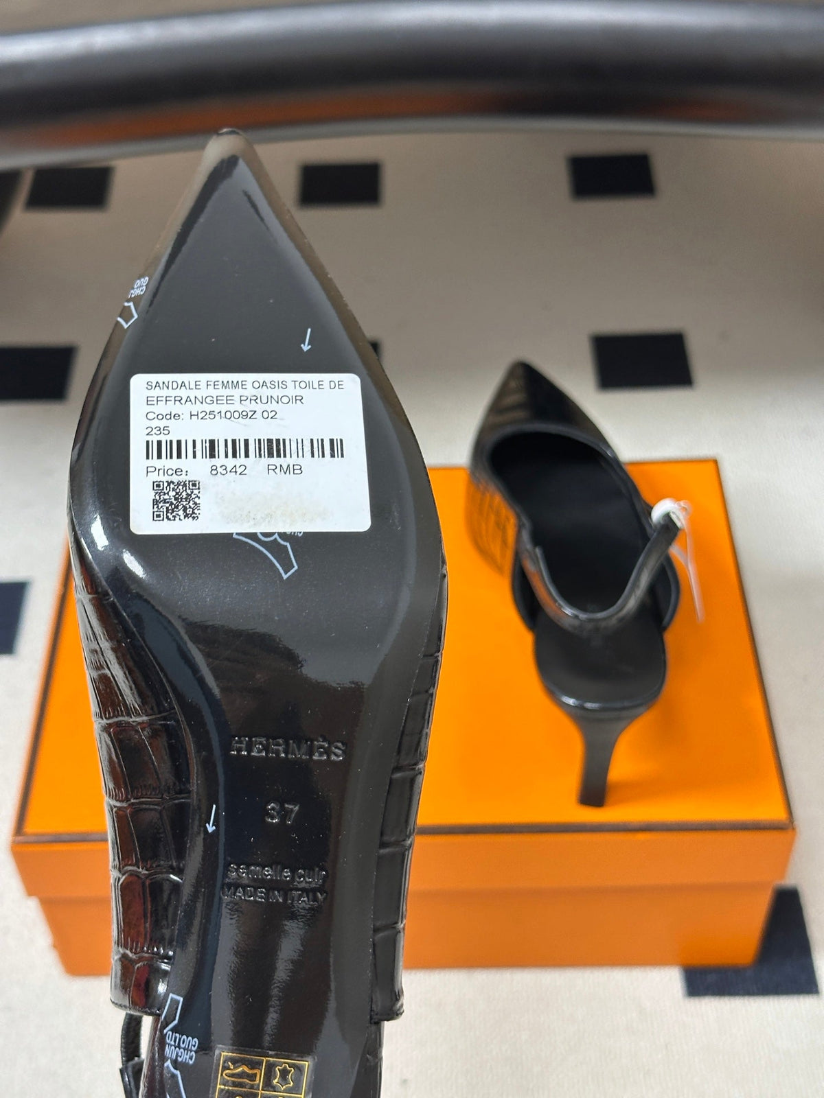 HM 26s Lover Slingbacks 8cm Black Croc 150728