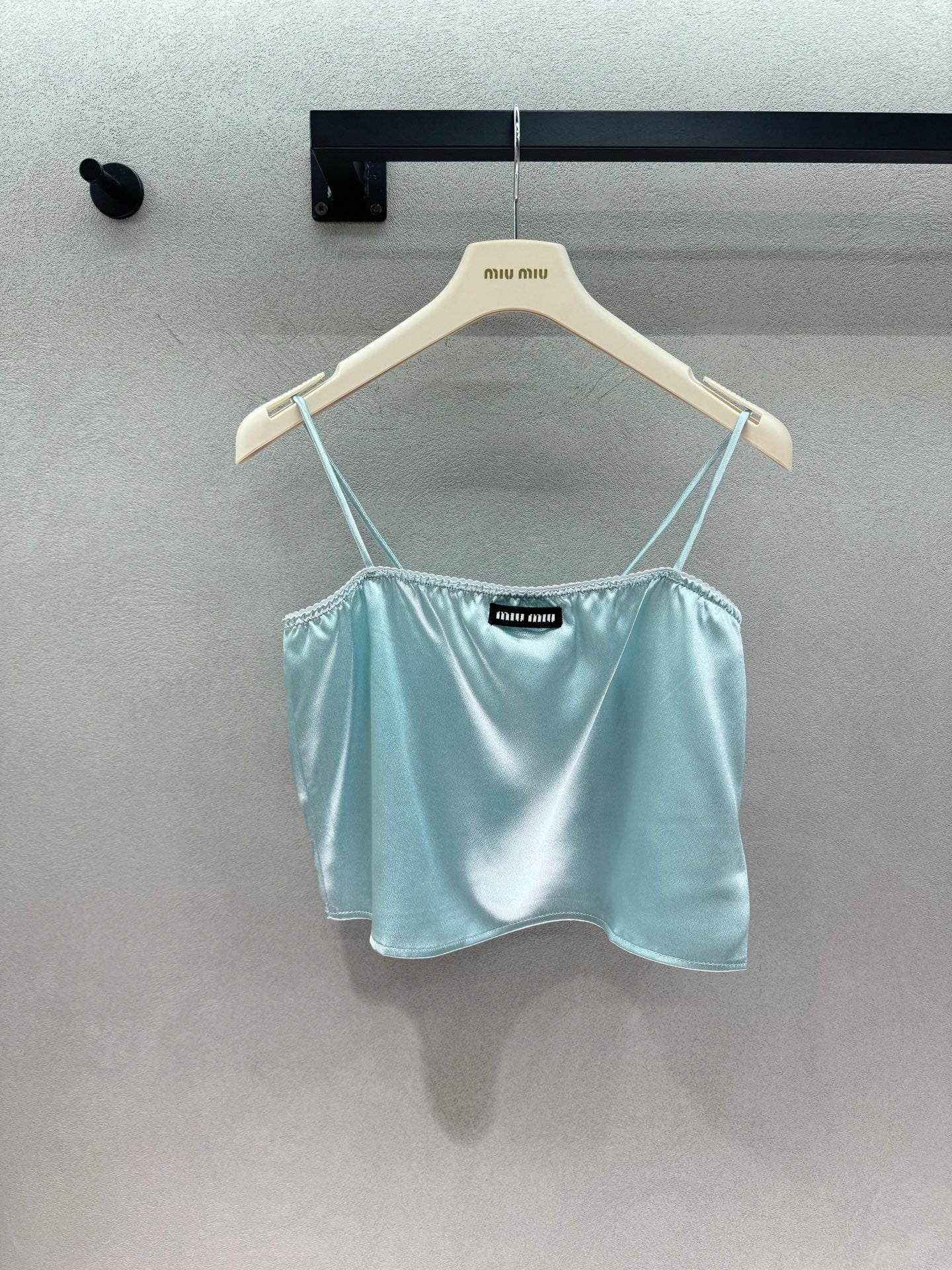 Miu Camisole Top Light Blue Satin 402819
