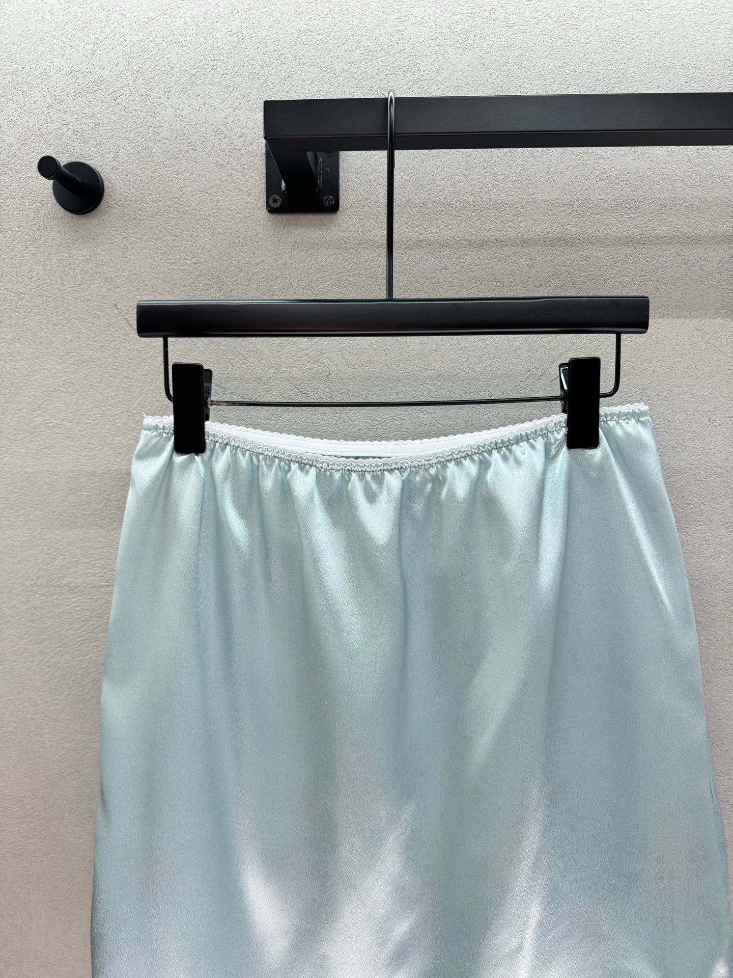 Miu Slip Skirt Light Blue Satin 402820