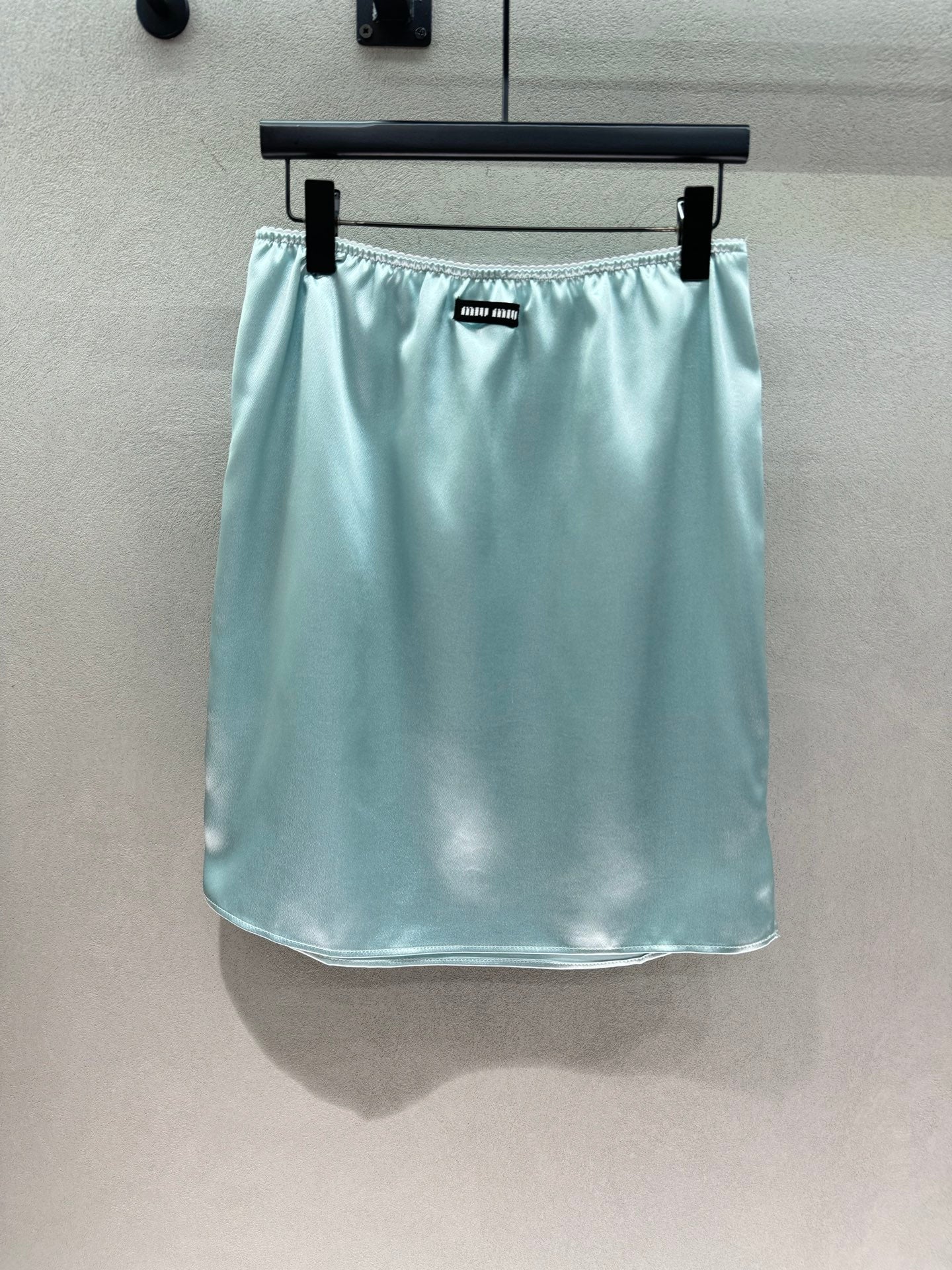 Miu Slip Skirt Light Blue Satin 402820