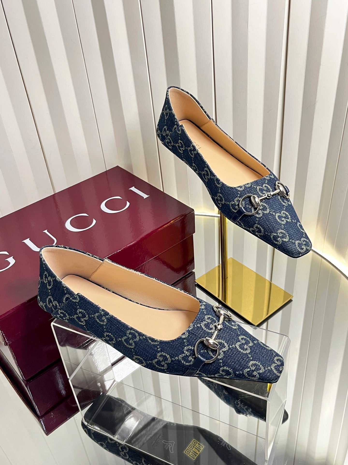 GG 26s Vittoria Ballerina Flats Dark Blue Canvas 768140