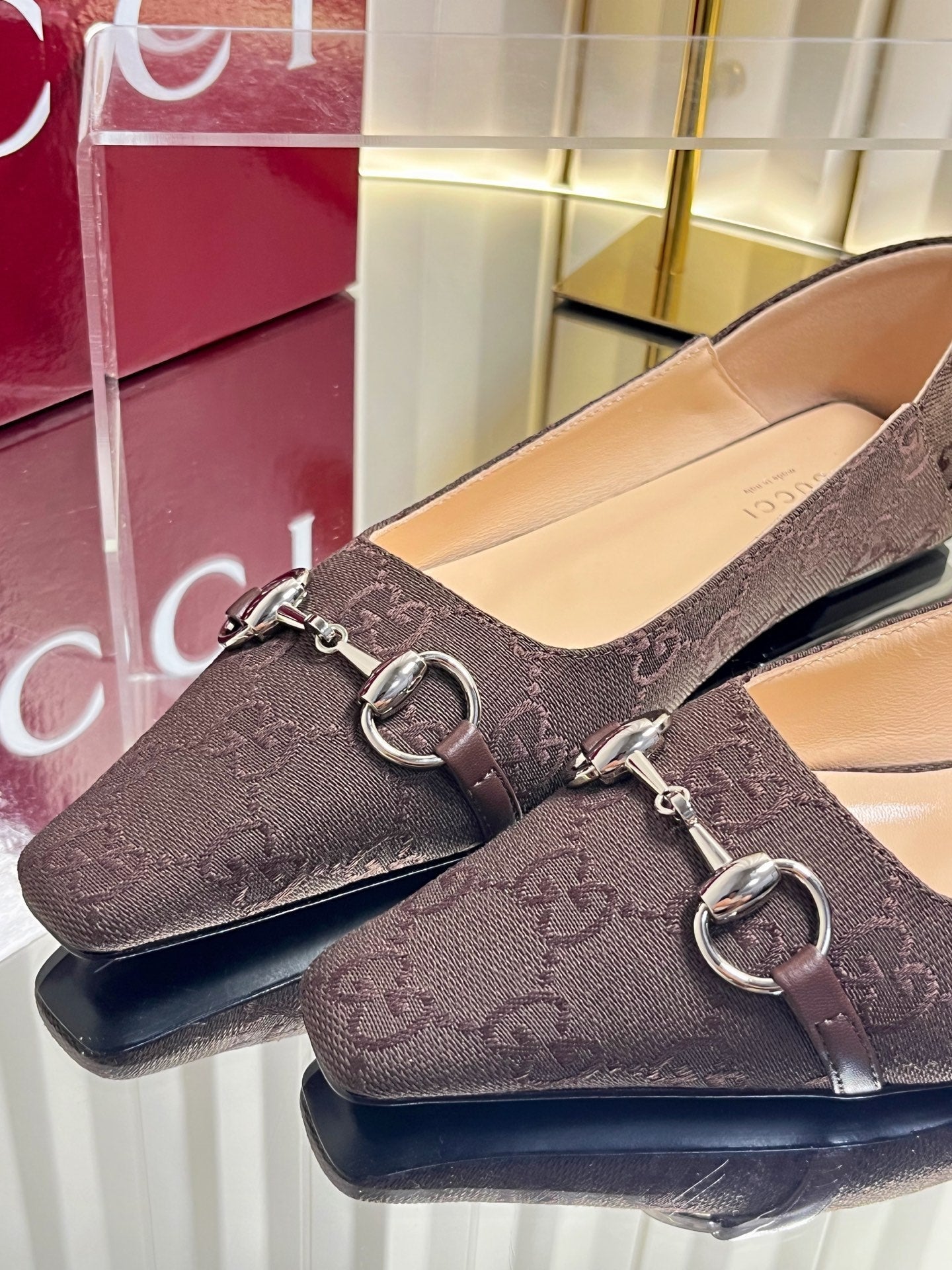 GG 26s Vittoria Ballerina Flats Coffee Canvas 768141