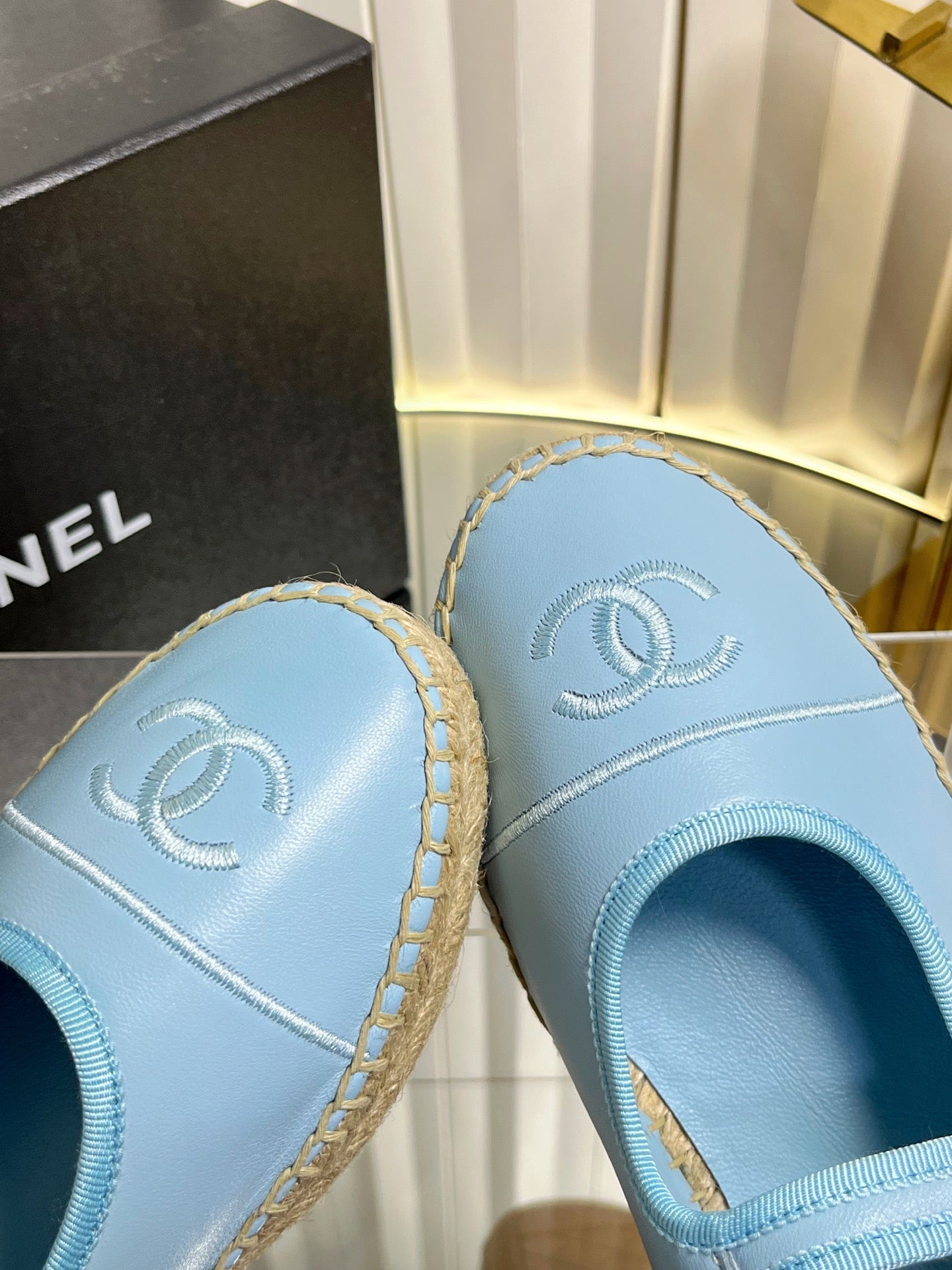 CC 26s Espadrille Mary Jane Shoes Blue Lambskin