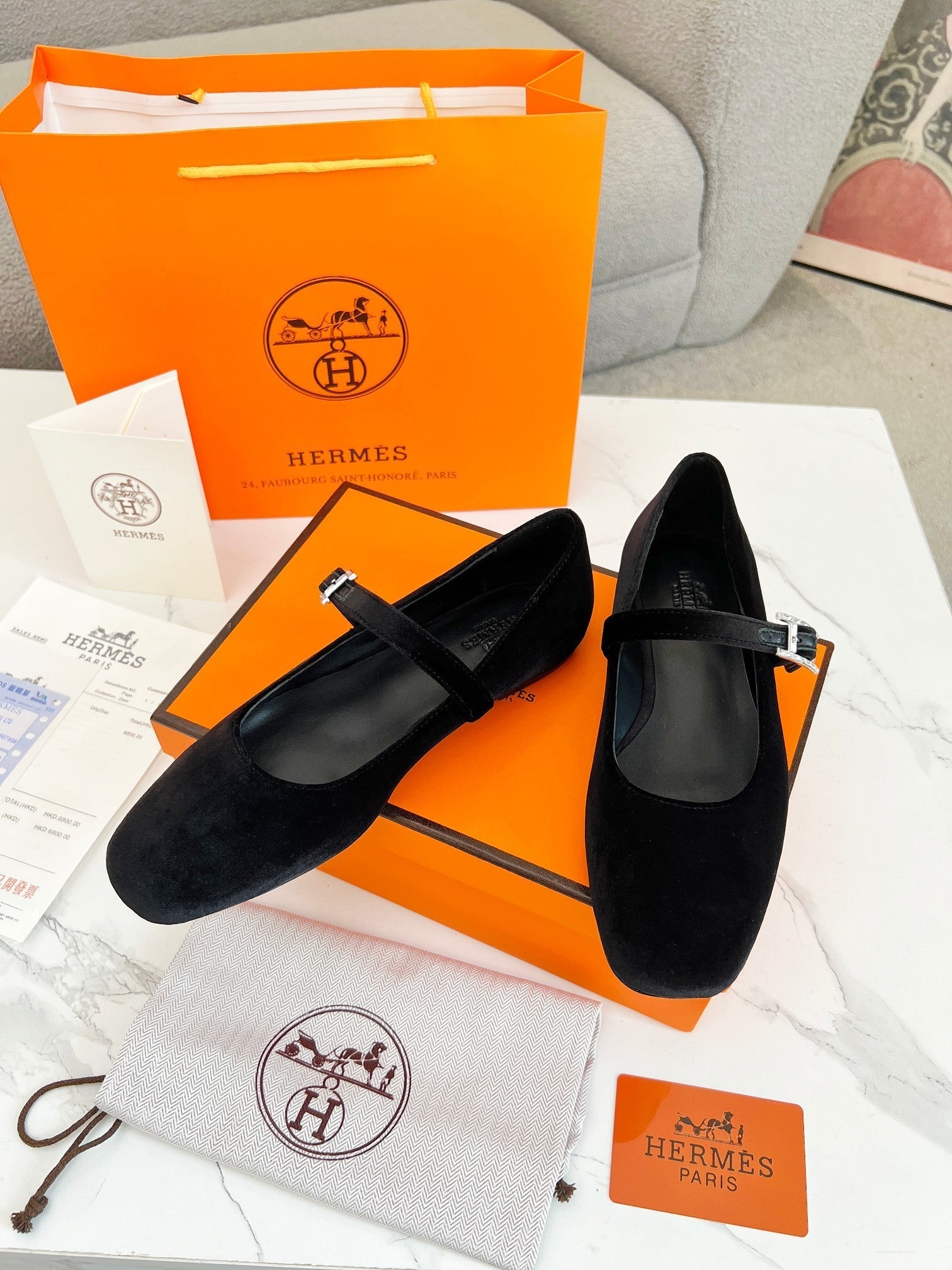 Jane Ballet Flat Black Suede 214064