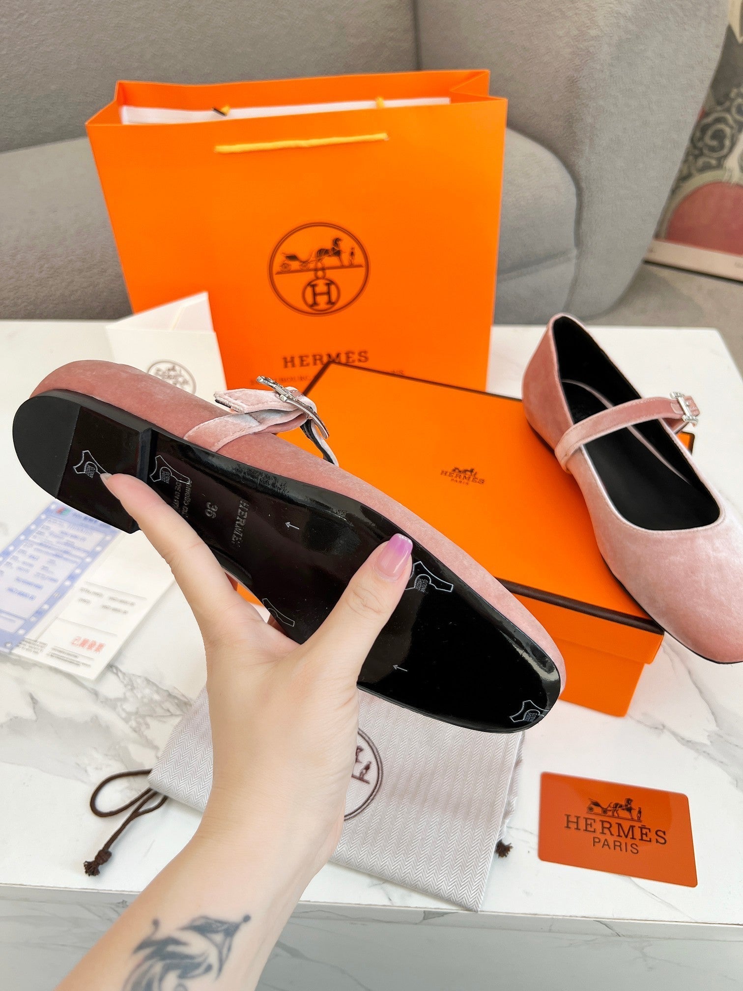 Jane Ballet Flat Pink Suede 214065