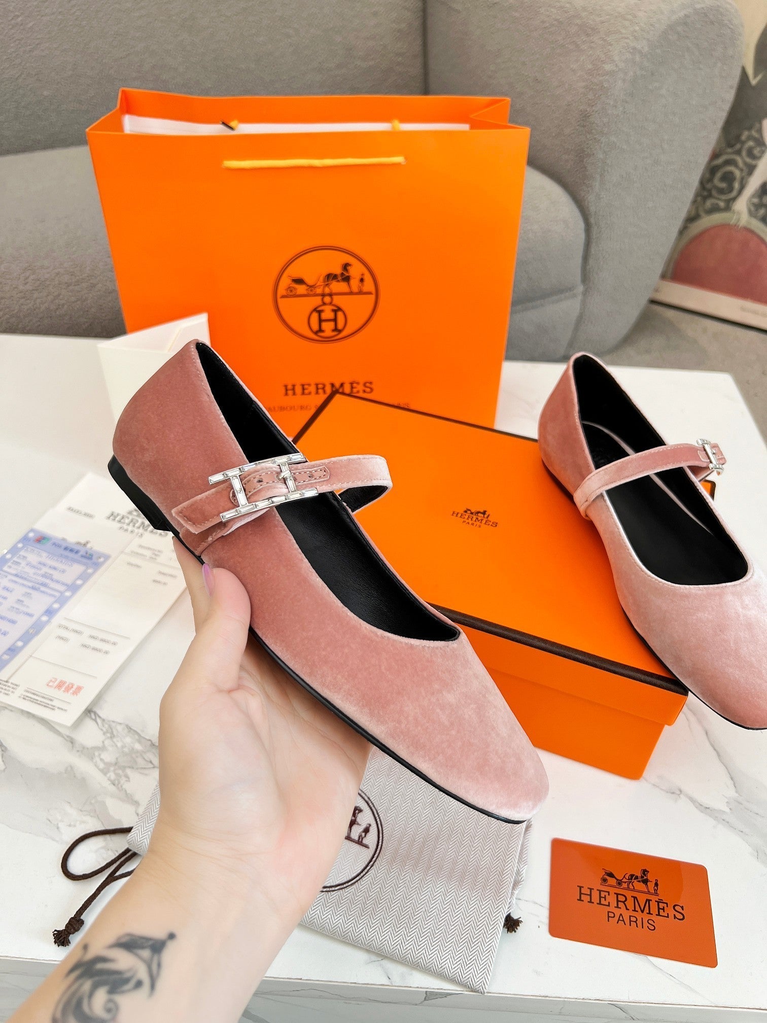 Jane Ballet Flat Pink Suede 214065