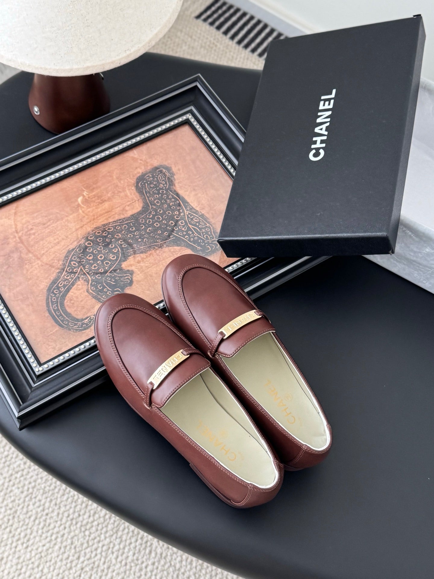 CC 25K Vintage Finition Main Loafers Reddish Brown Calfskin 458642