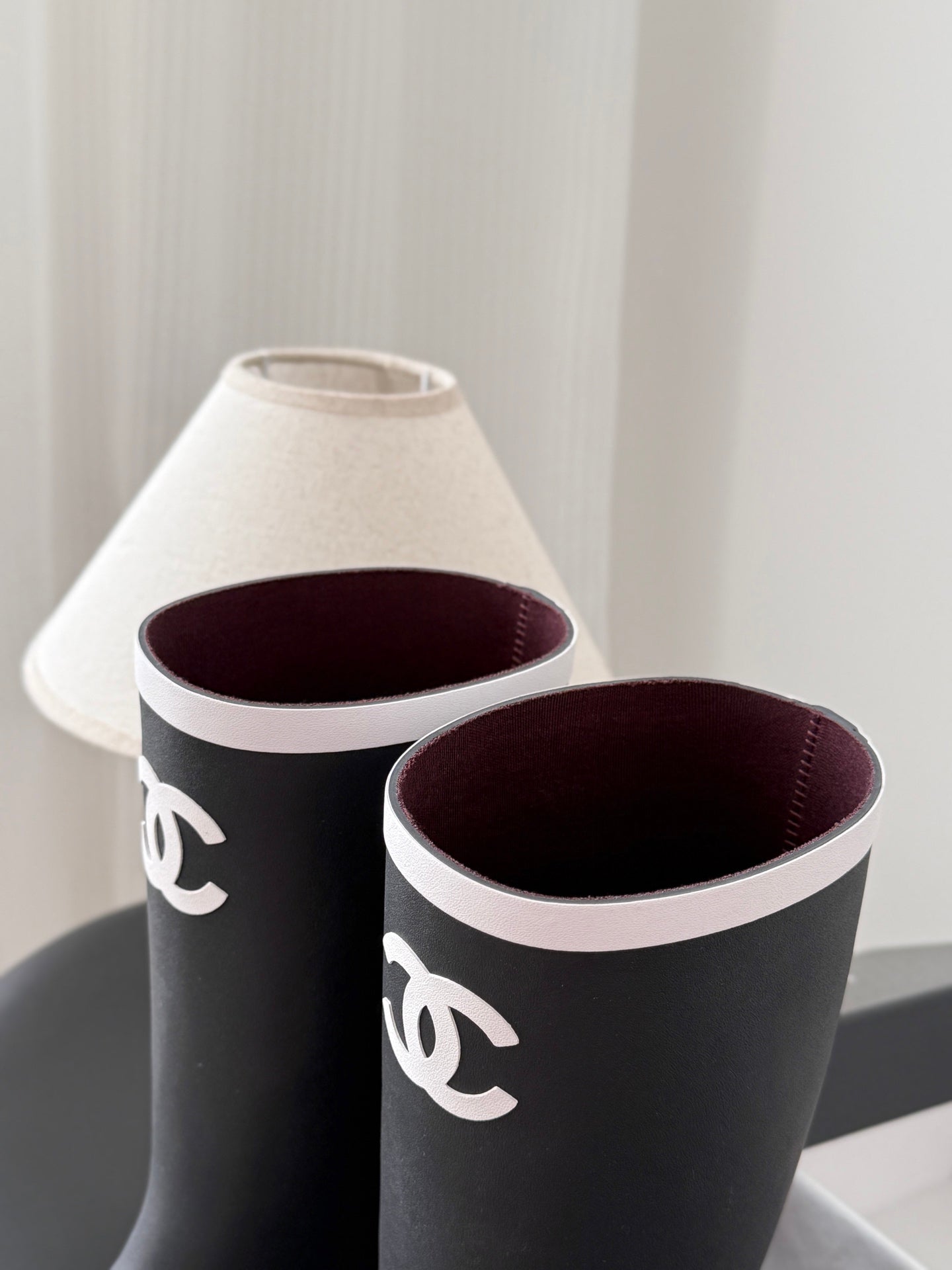 CC High Black White Rain Boots
