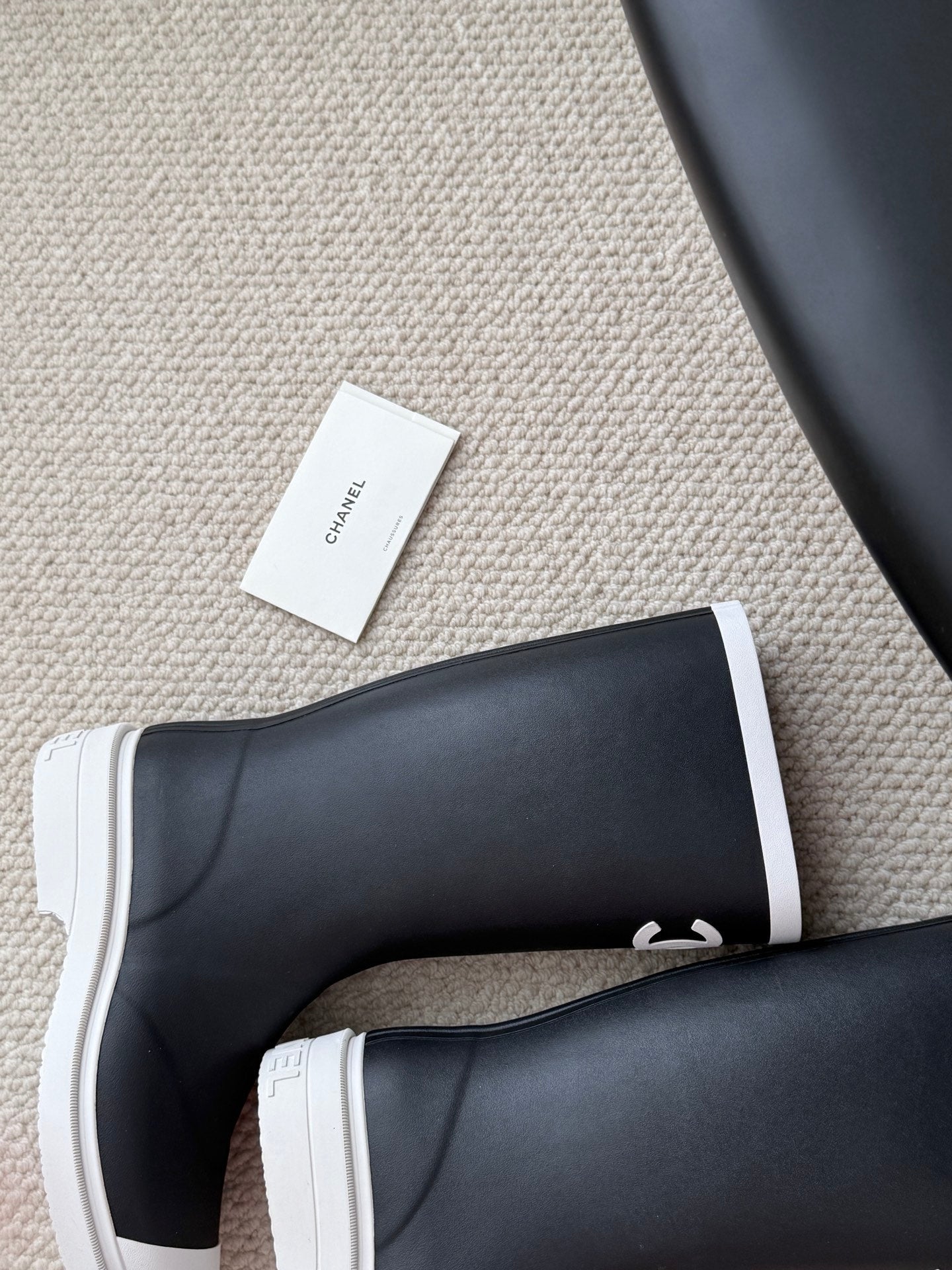 CC High Black White Rain Boots