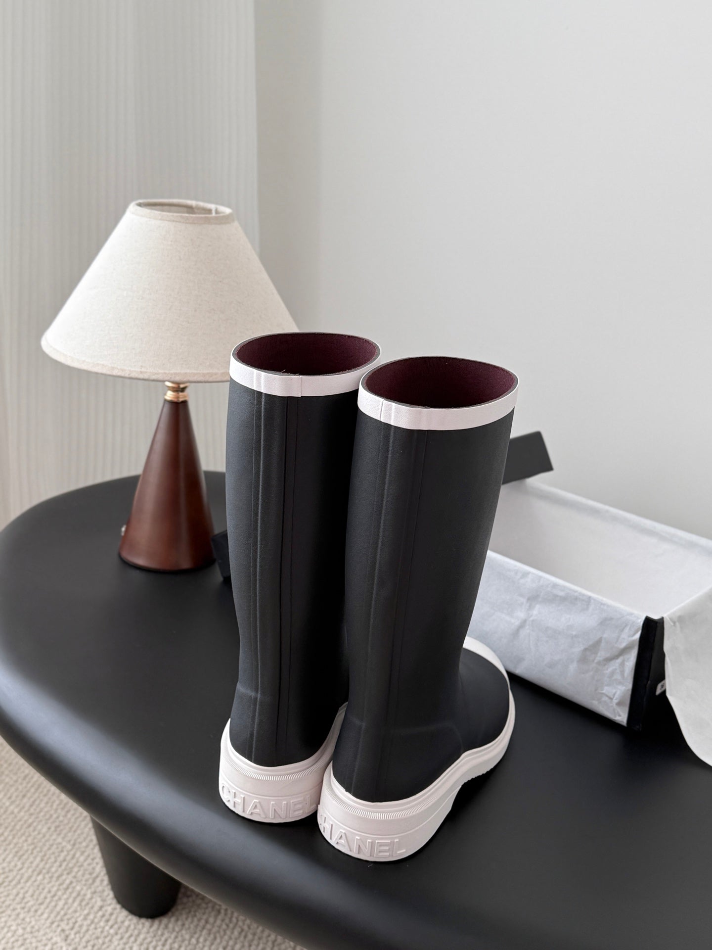 CC High Black White Rain Boots