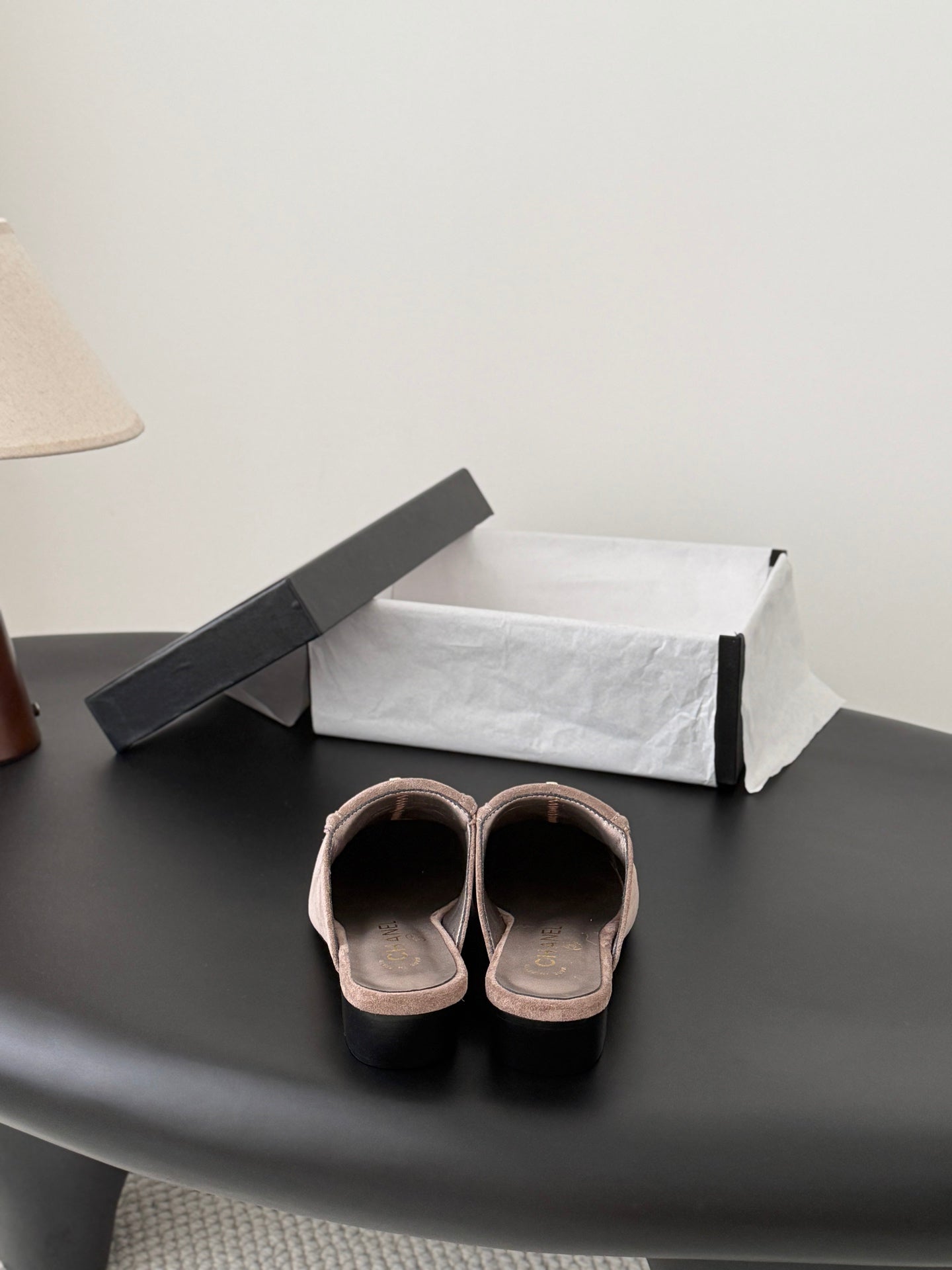 CC Half-Slippers Flat Taupe Suede 717812