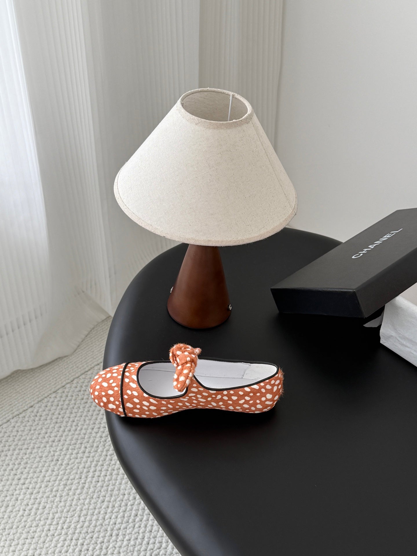 CC 26s Mary Jane Shoes Poka Dot Orange White Horsehair 915179