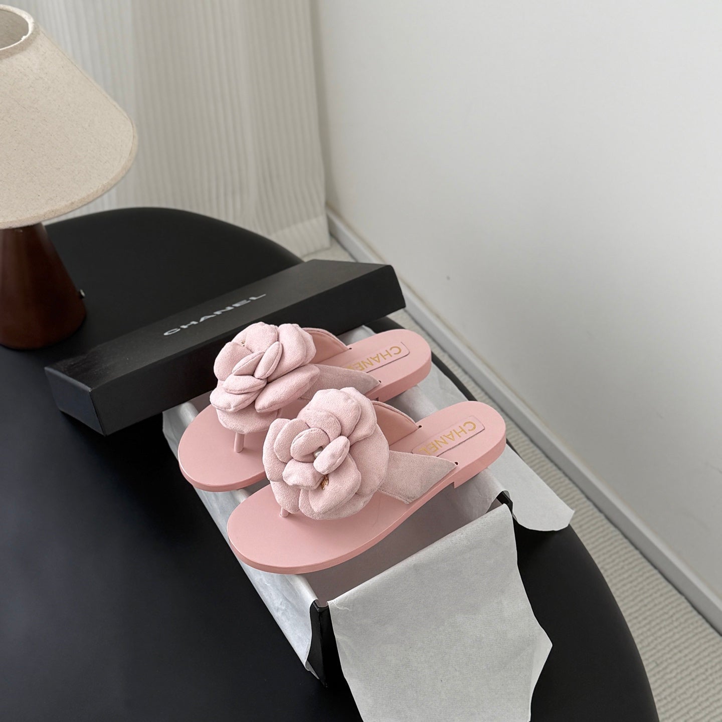 CC 26K Camellia Slippers Light Pink Suede 914836