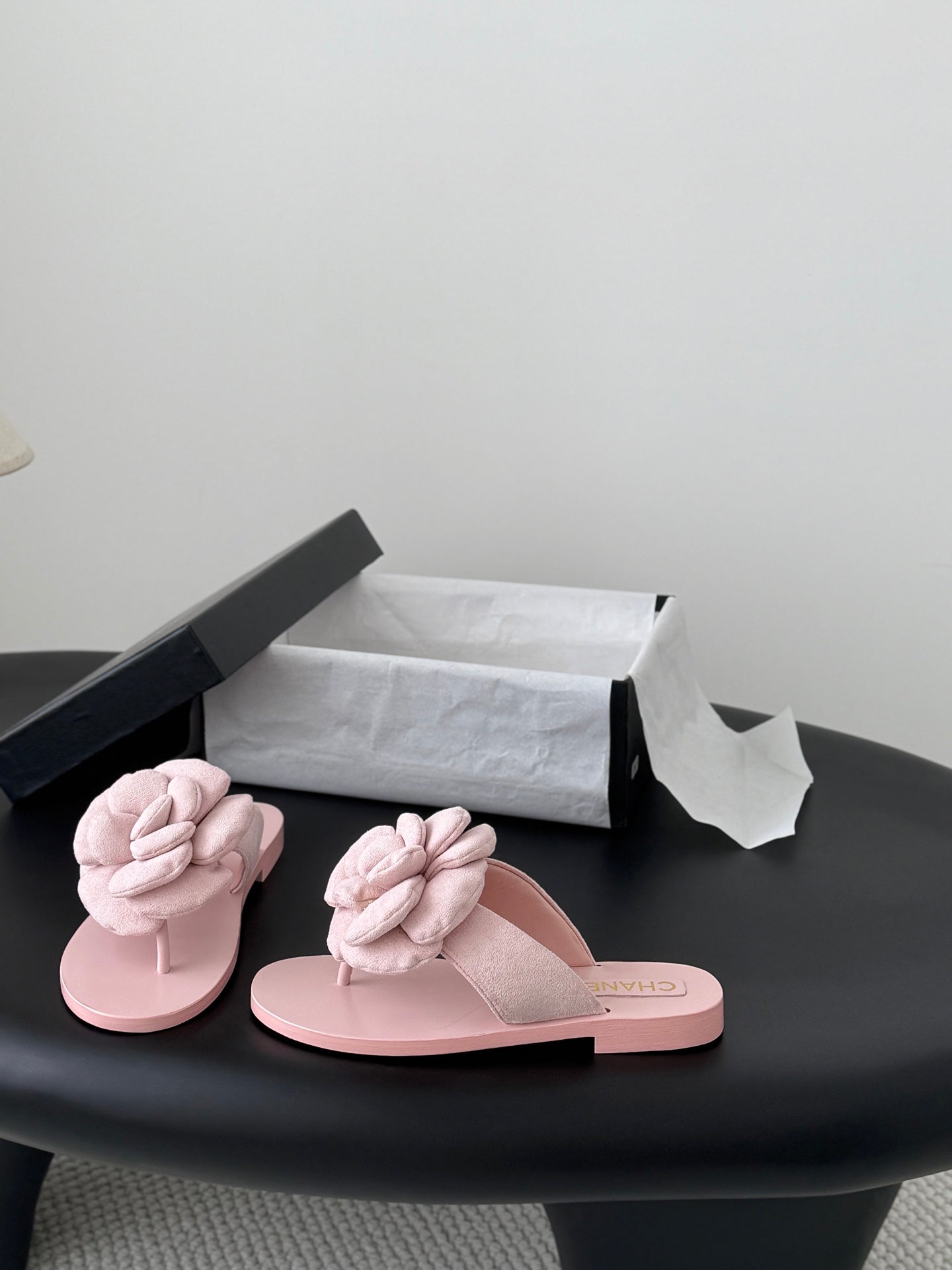 CC 26K Camellia Slippers Light Pink Suede 914836