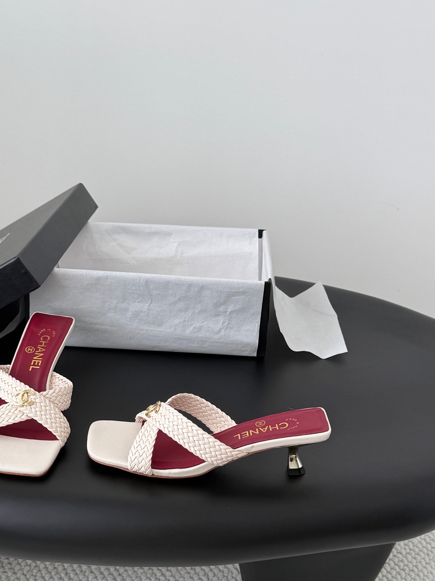 CC 26s Cross Slippers Burgundy Light Pink Lambskin 914973