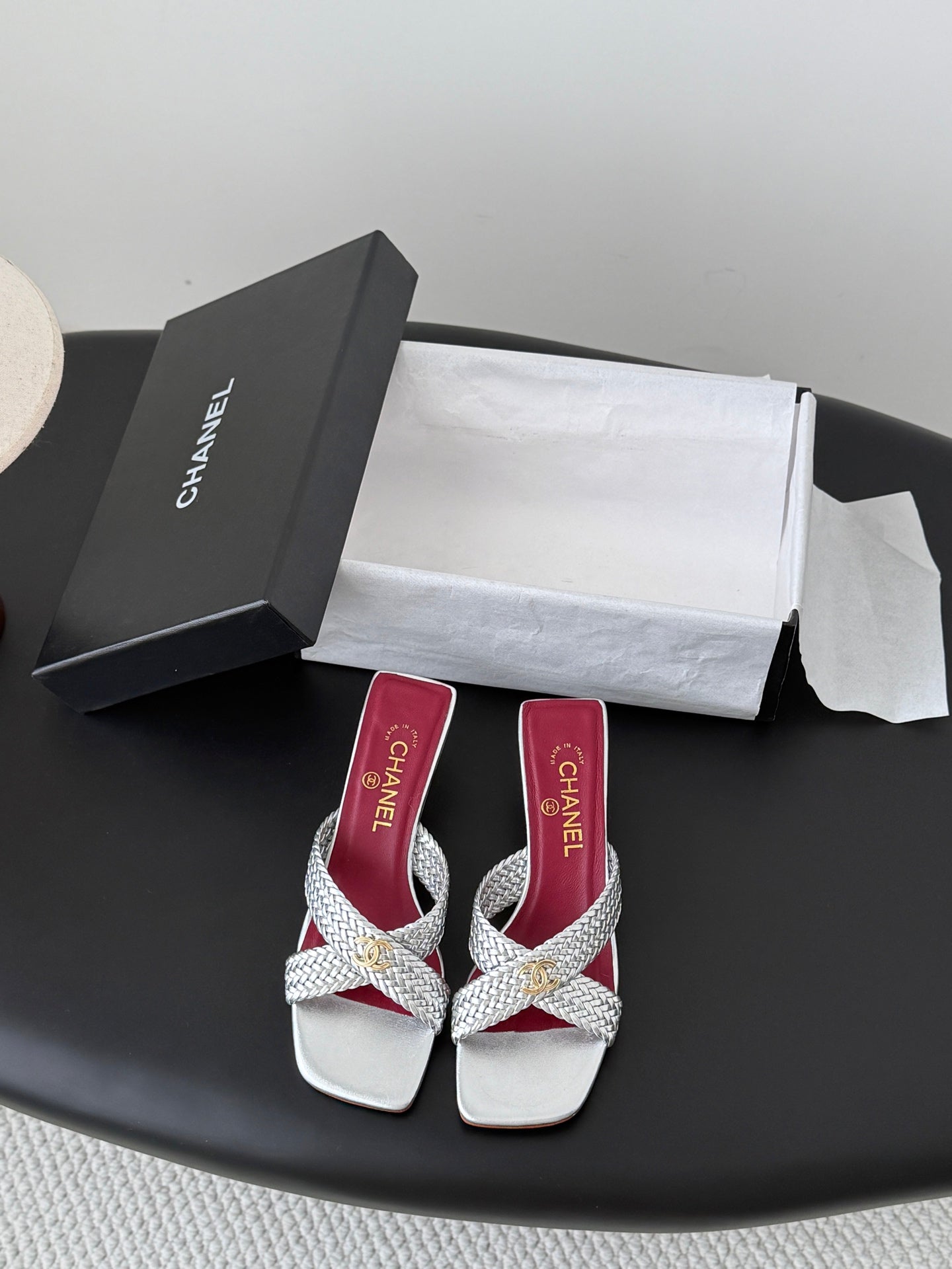 CC 26s Cross Slippers Burgundy Sliver Lambskin 914974