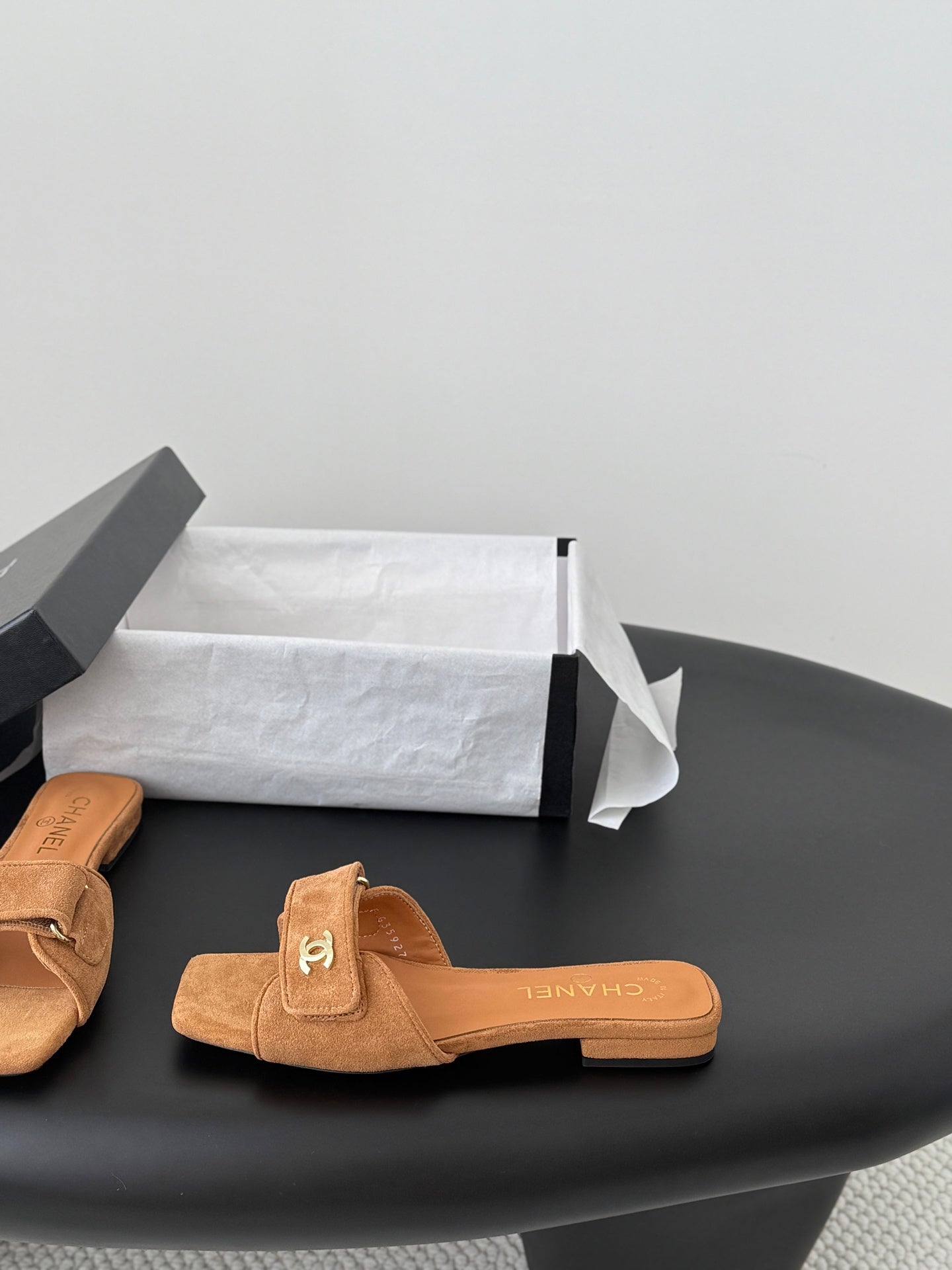 CC 26s Buckle Slippers Brown Suede 829738