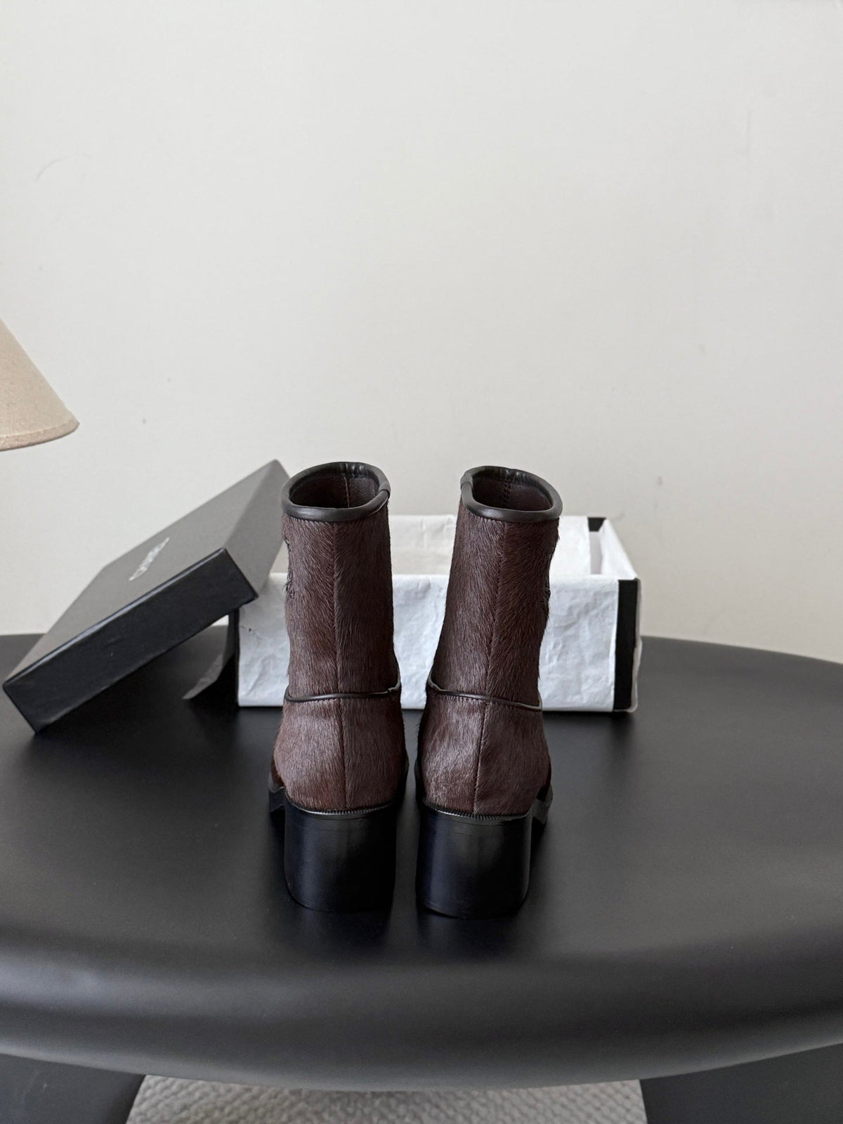 CC 26s Embroidered Logo Ankle Boots Brown Black Pony Hair 127785