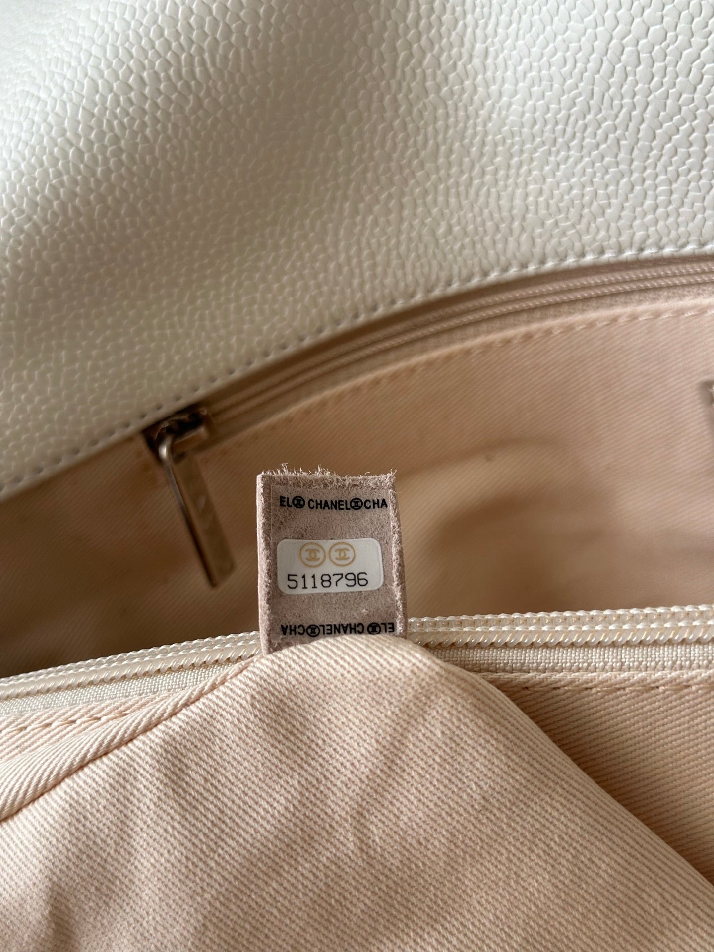 CC Messenger Weekender Flap Tote Bag White Caviar SHW