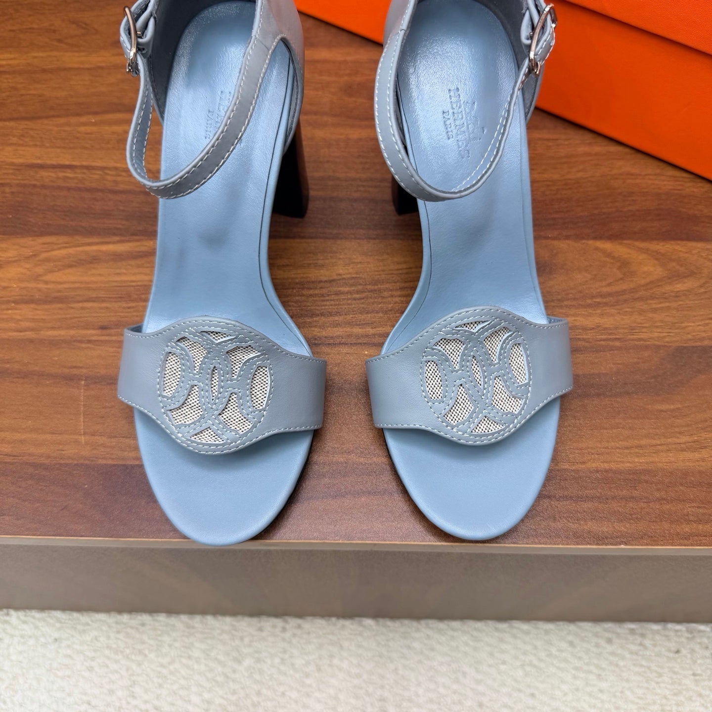 HM 26s Marquise Sandal 85mm In Light Blue Calfskin