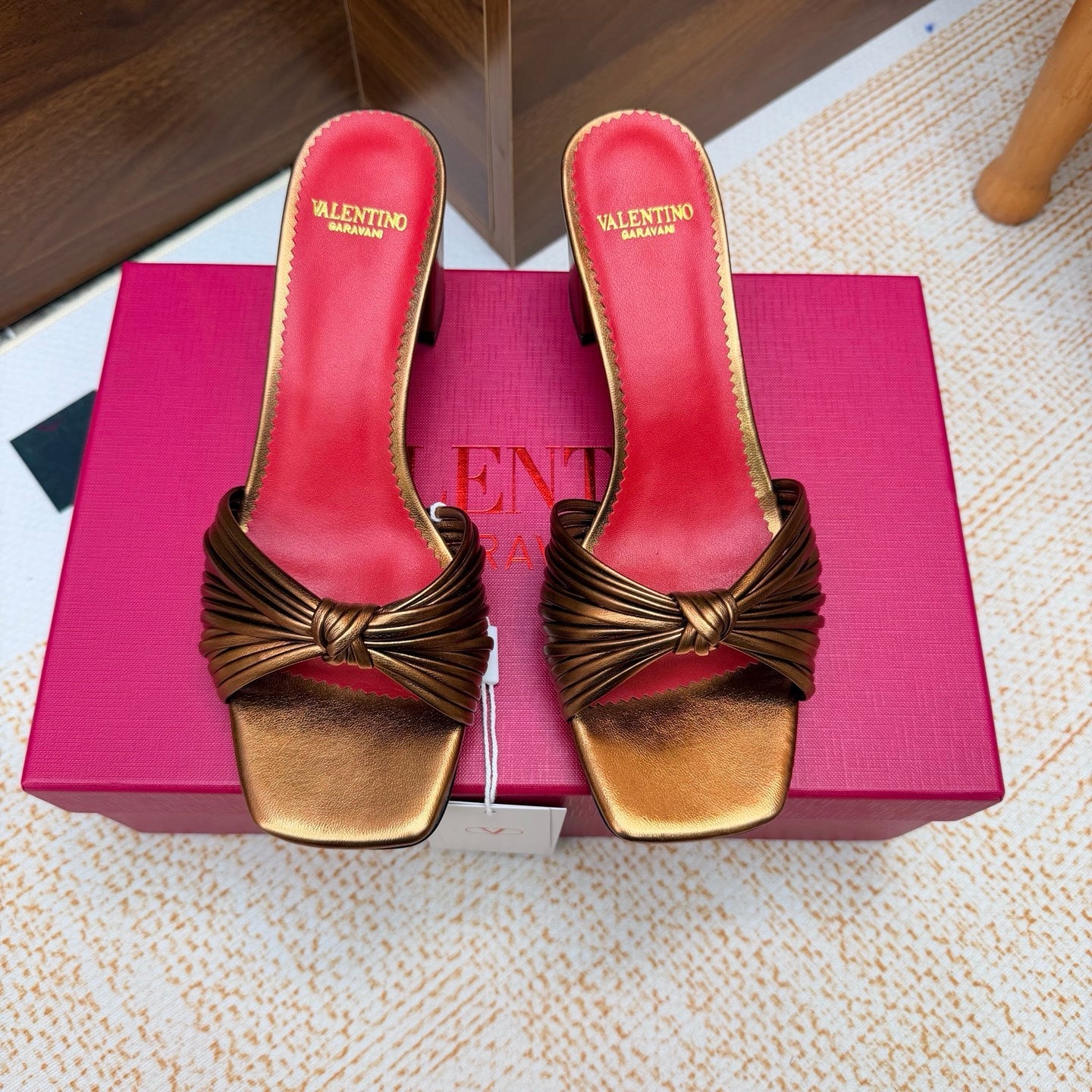 VT 26s Annet Mules 6.5cm Brown Gold Woven Leather 974324