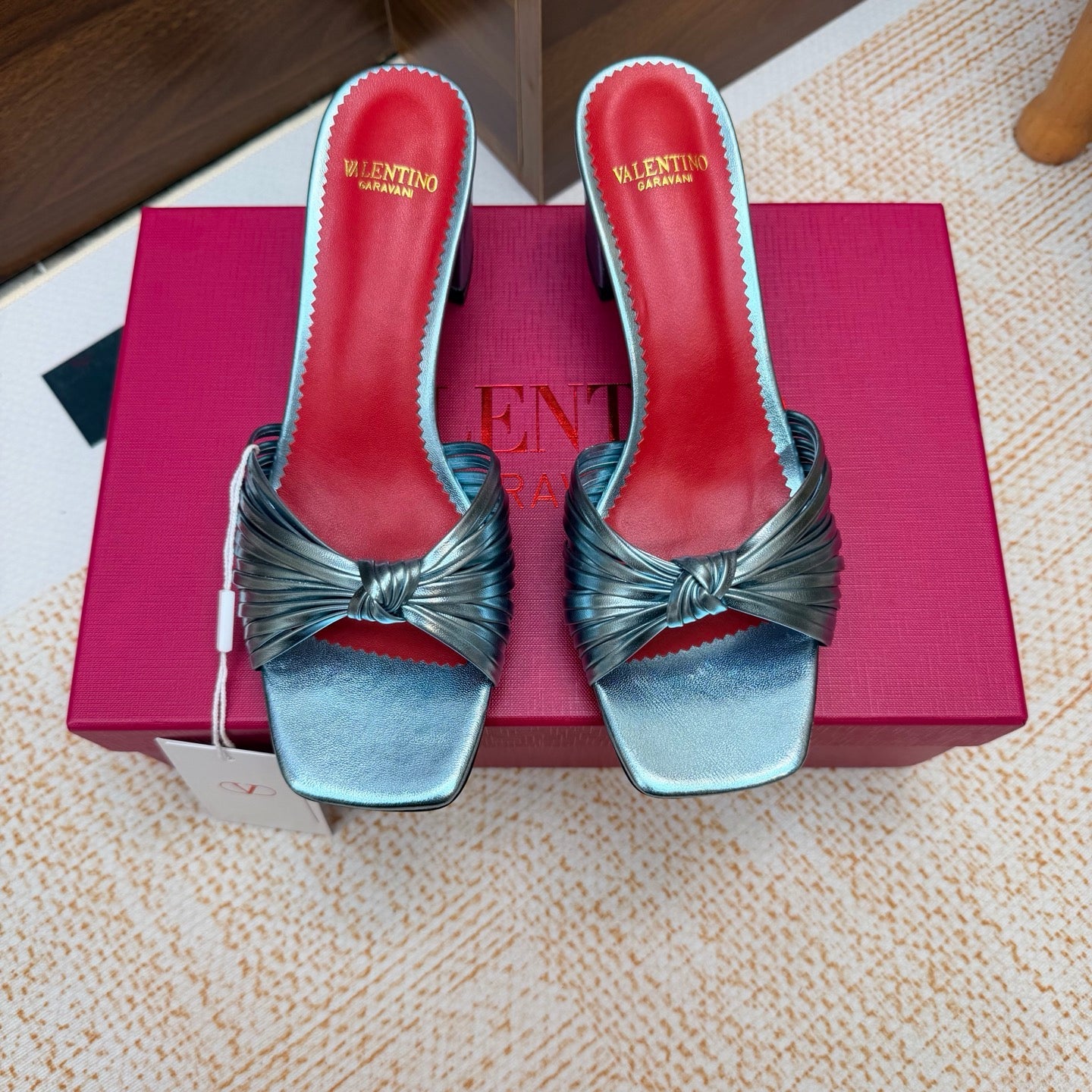 VT 26s Annet Mules 6.5cm Blue Woven Leather 974325