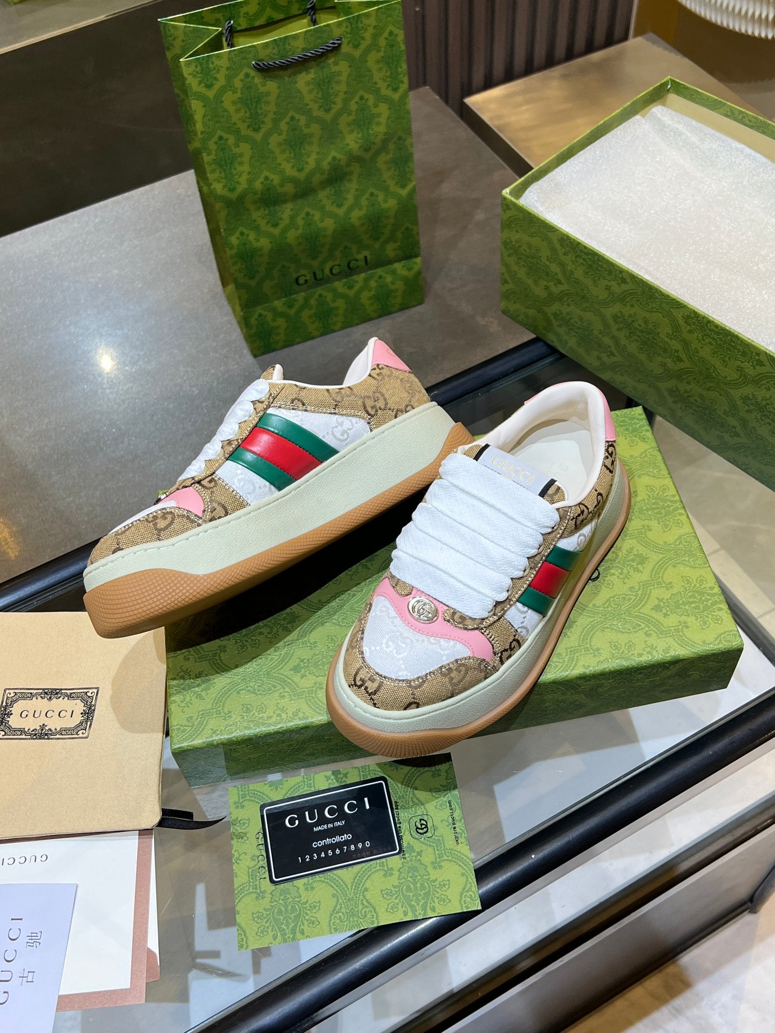 GG 26s Screener Monogram Platform Sneakers 6cm Leather TPU 996994