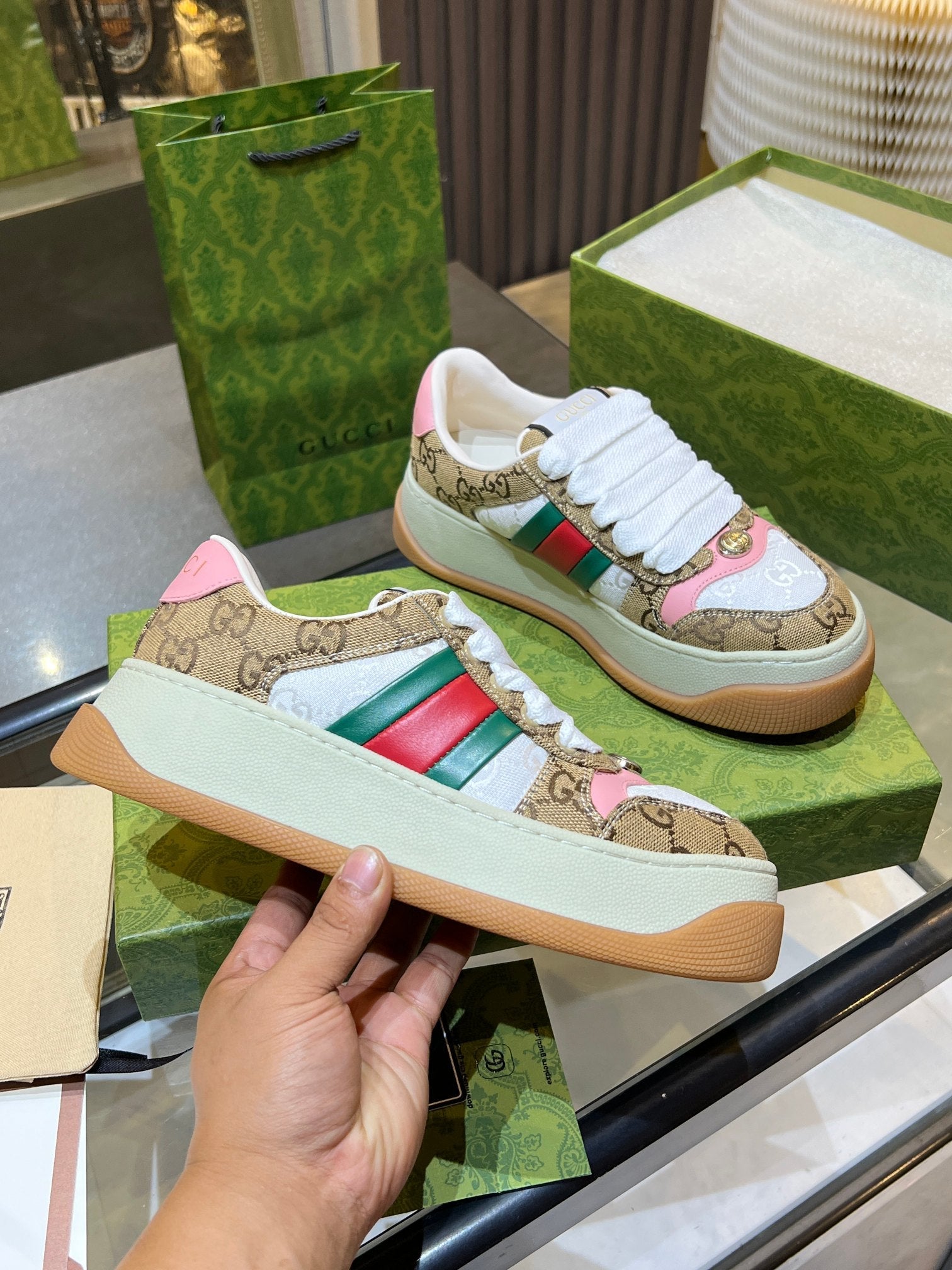 GG 26s Screener Monogram Platform Sneakers 6cm Leather TPU 996994