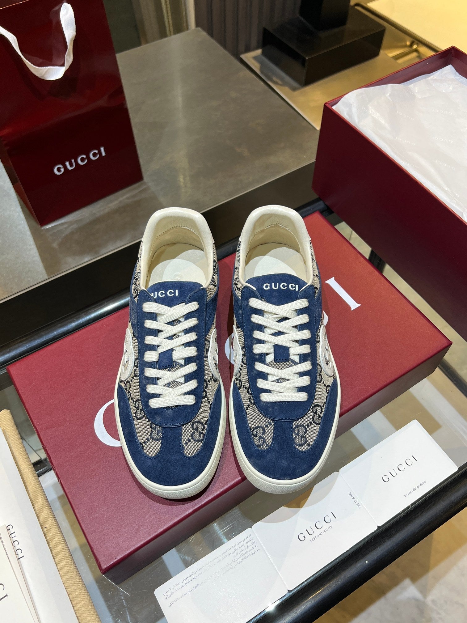 GG G75 Sneaker Dark Blue Suede Canvas 818347