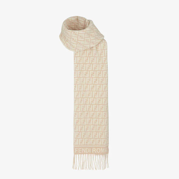 Fendi FF Monogram 180x45cm Beige Wool 136600