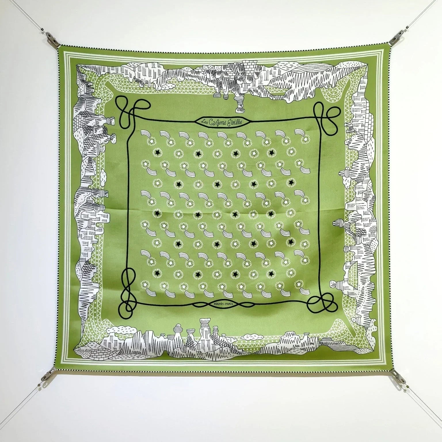 HM 26ss Amazon Scarf 90 Green Twill Silk 126313