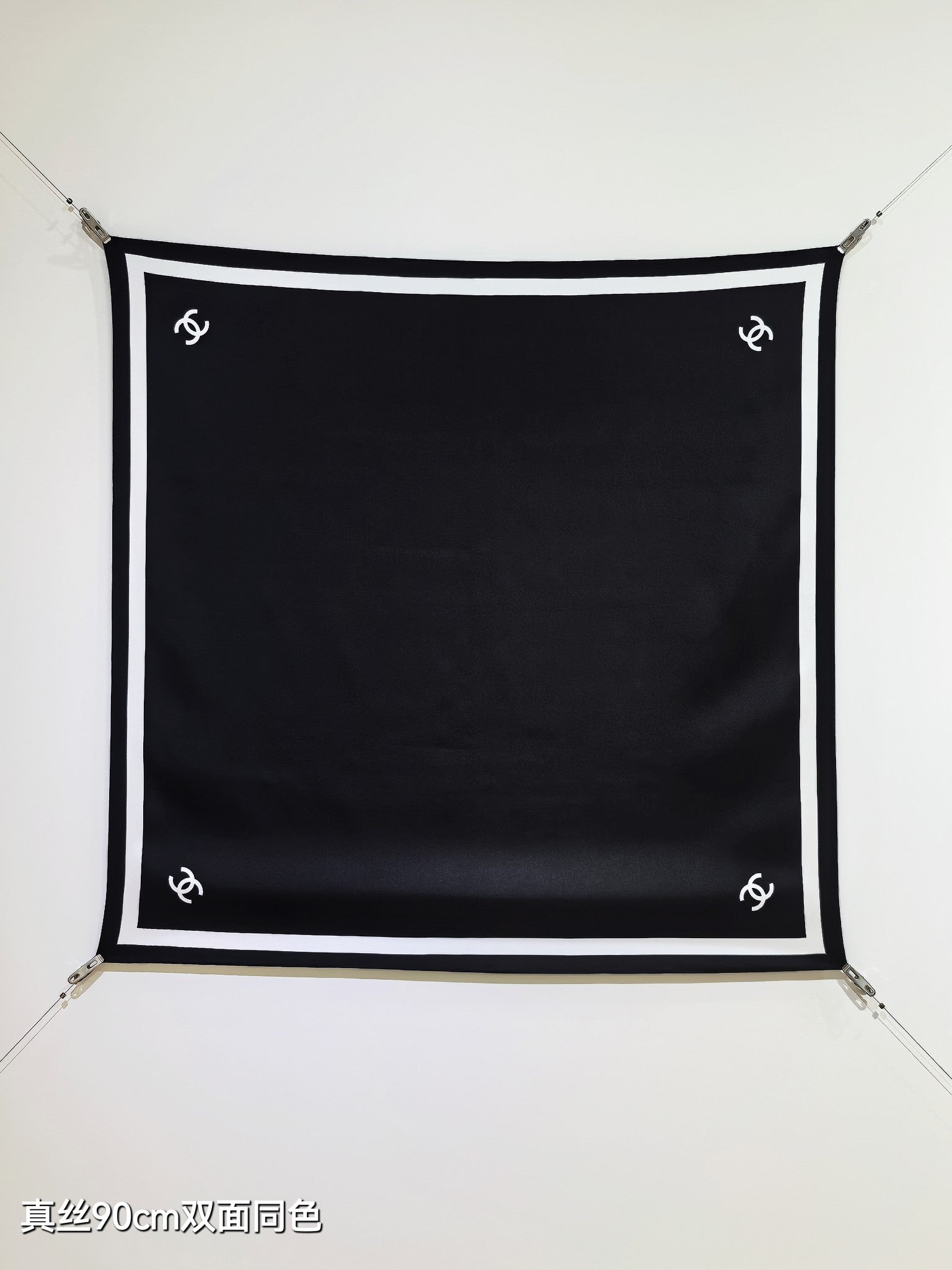 CC 26s Scarf 90x90 Black Twill Silk 212060