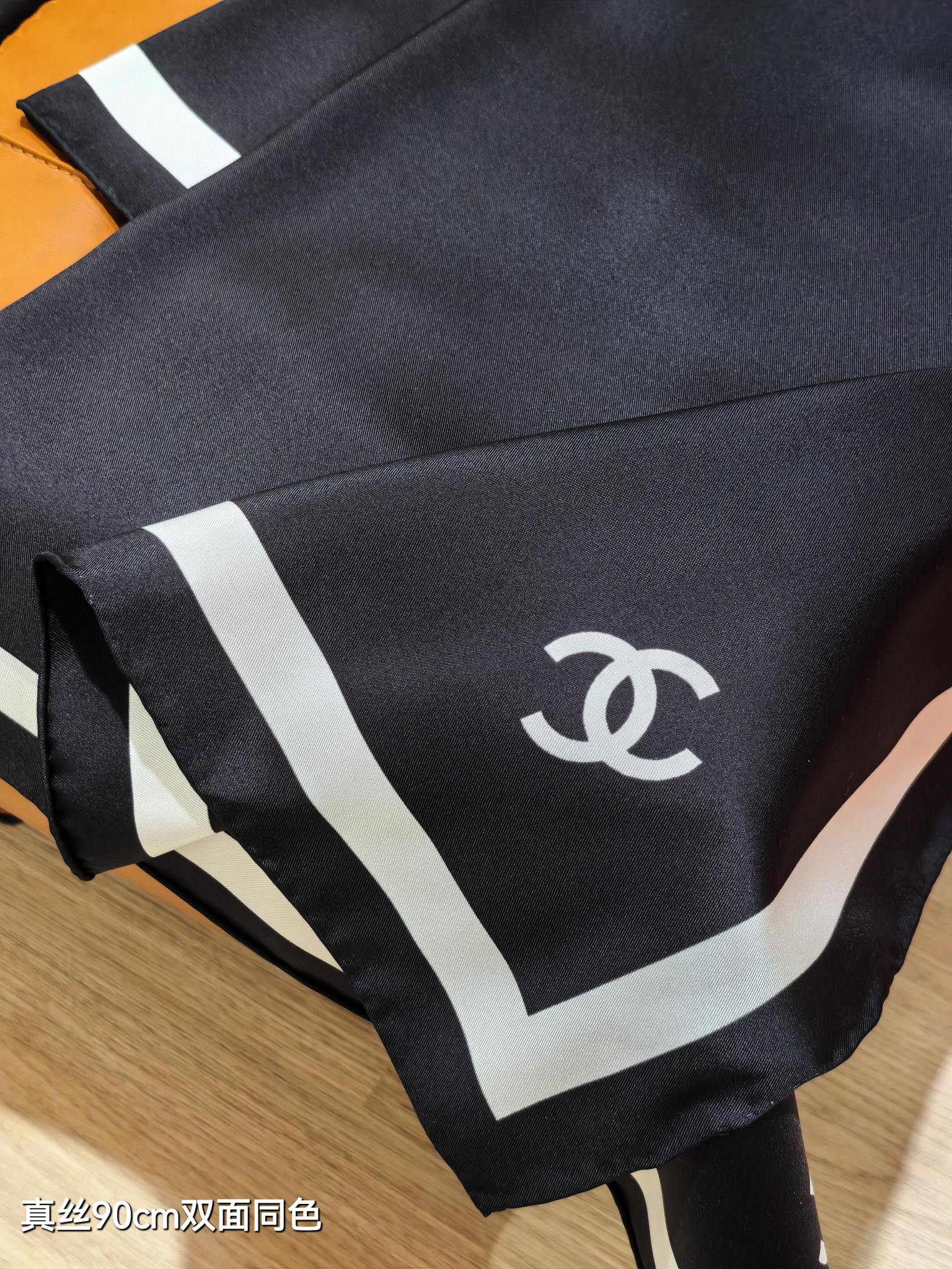 CC 26s Scarf 90x90 Black Twill Silk 212060