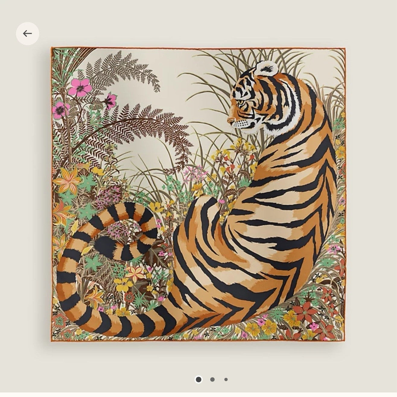 HM Tiger in Full Bloom 90 CM Light Beige Colorful Cashmere and Silk 293070