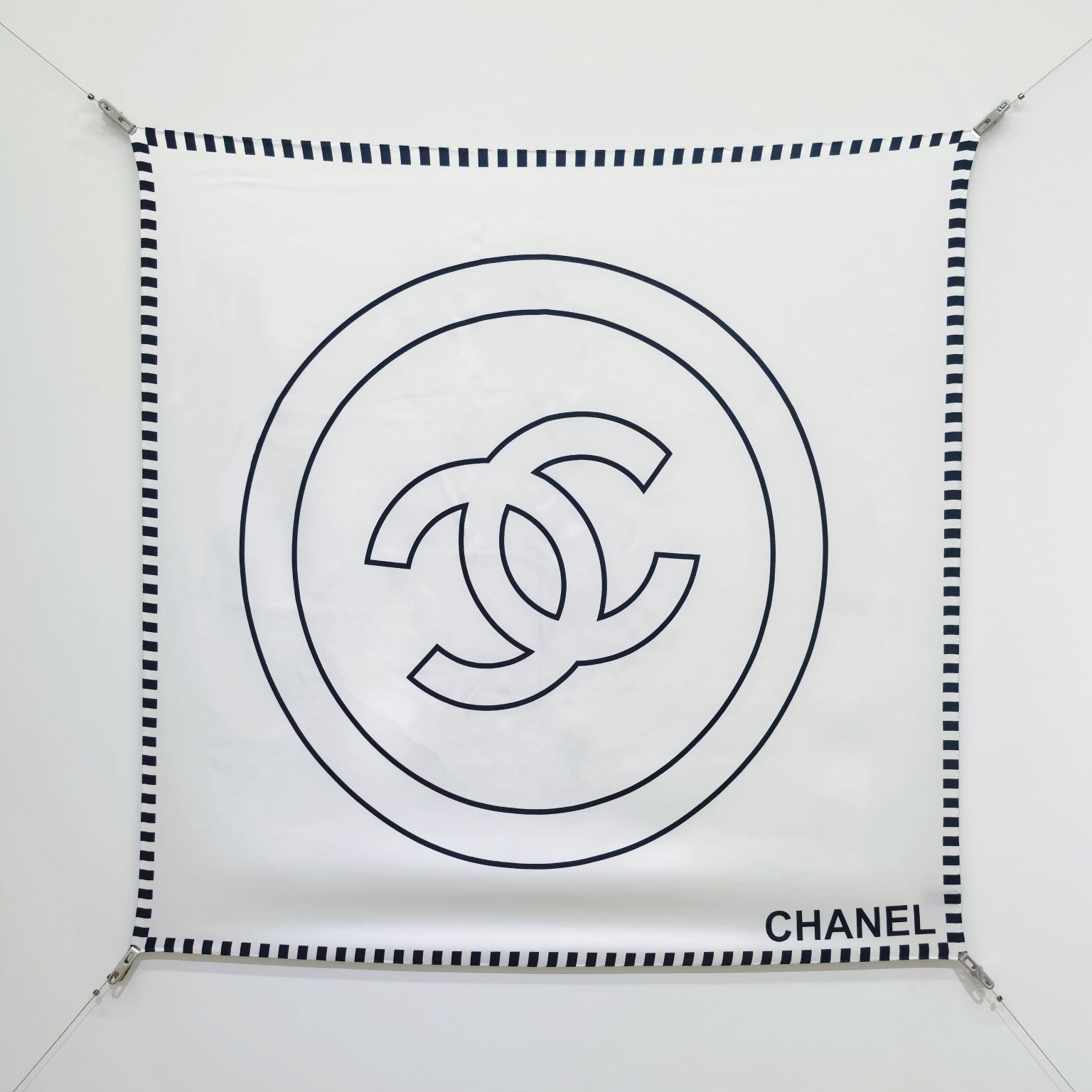 CC Double-sided  Scarf 90cm White Twill Silk 173970
