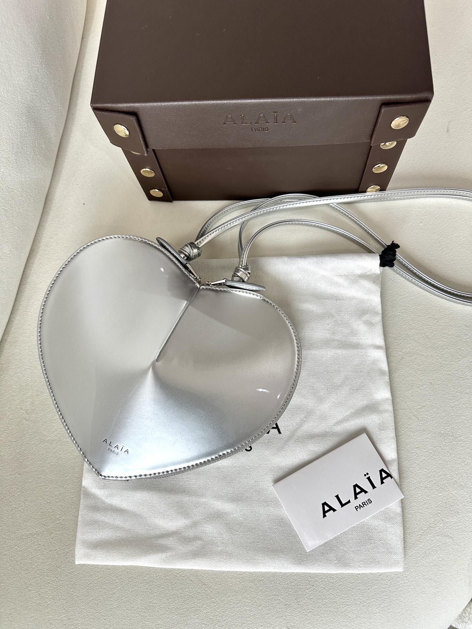 LE COEUR BAG 21 IN SILVER SHINY CALFSKIN