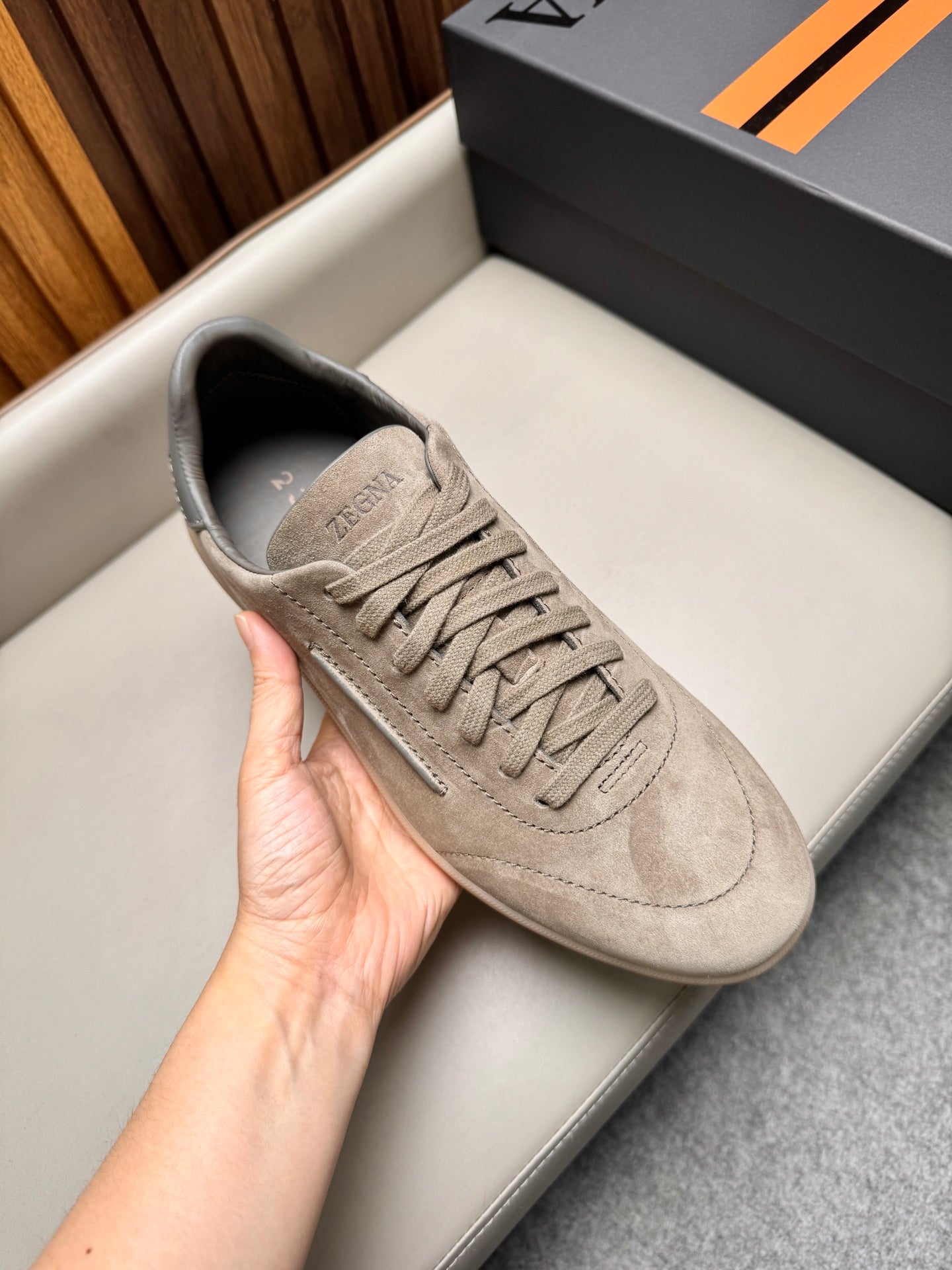 Zegna Men's 232 Low-Top Sneakers Light Taupe Suede